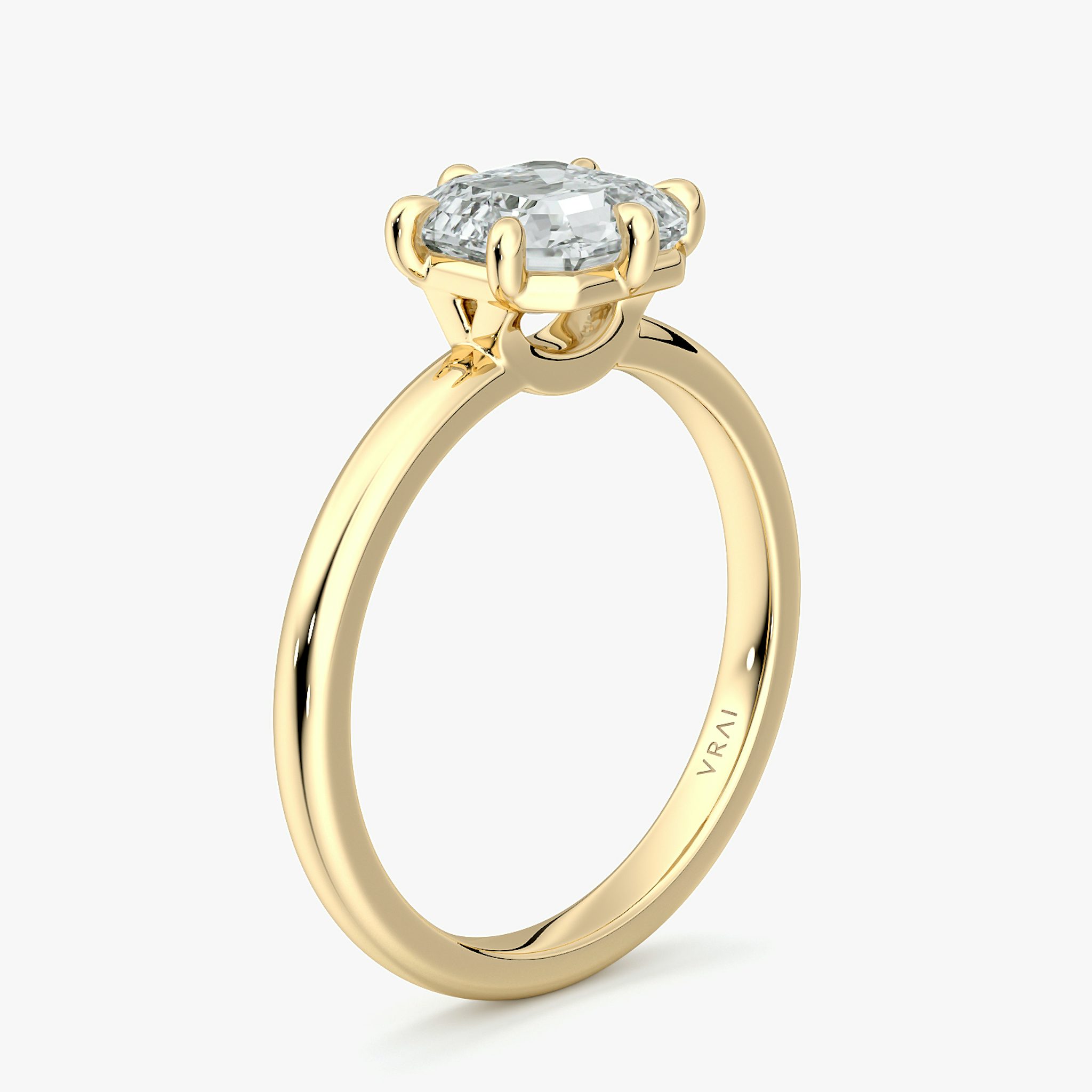 The Signature 6 Prong | Asscher | 18k | Yellow Gold | bandAccent: Plain | bandWidth: large | hiddenHalo: no | diamondOrientation: vertical | caratWeight: other