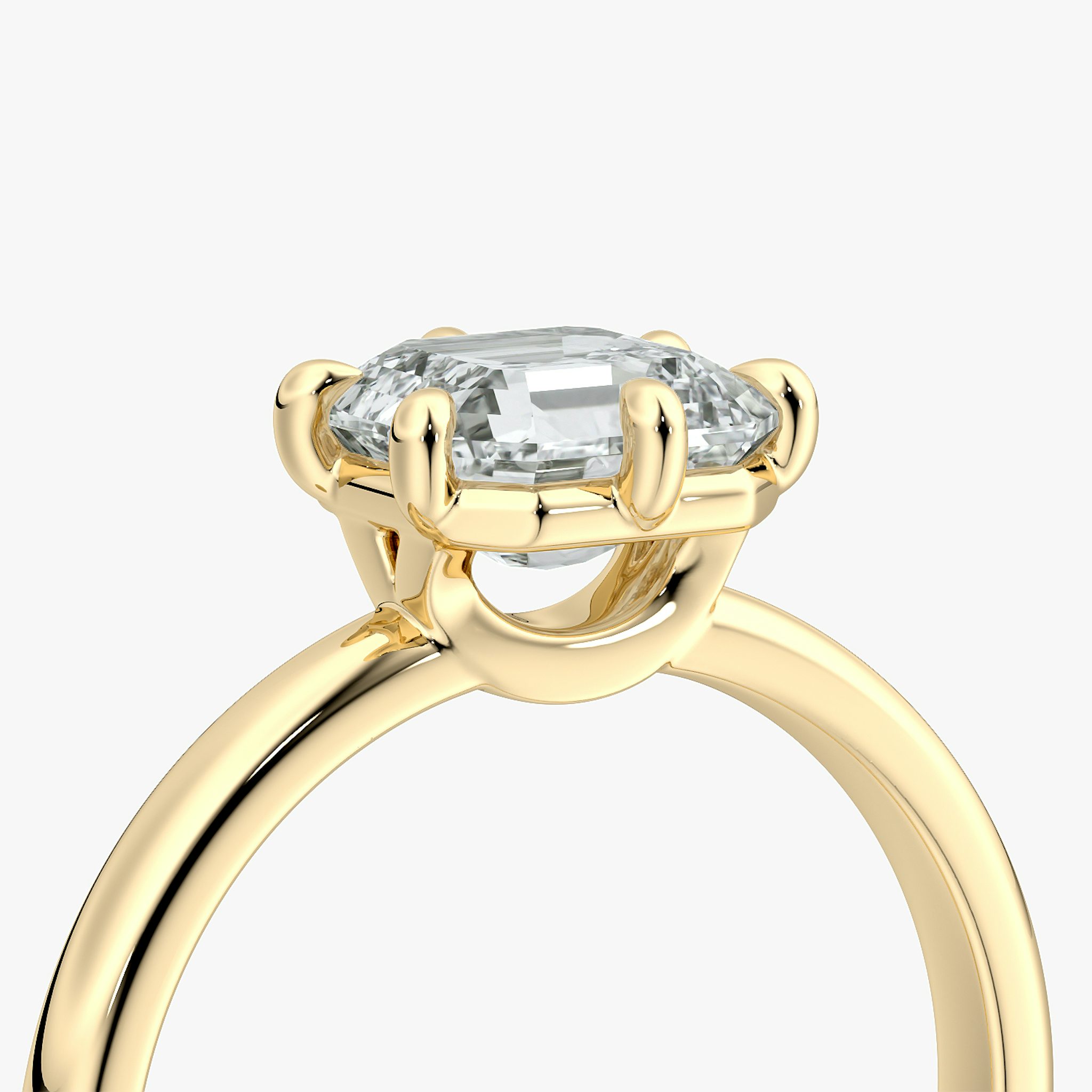 The Signature 6 Prong | Asscher | 18k | Yellow Gold | bandAccent: Plain | bandWidth: large | hiddenHalo: no | diamondOrientation: vertical | caratWeight: other