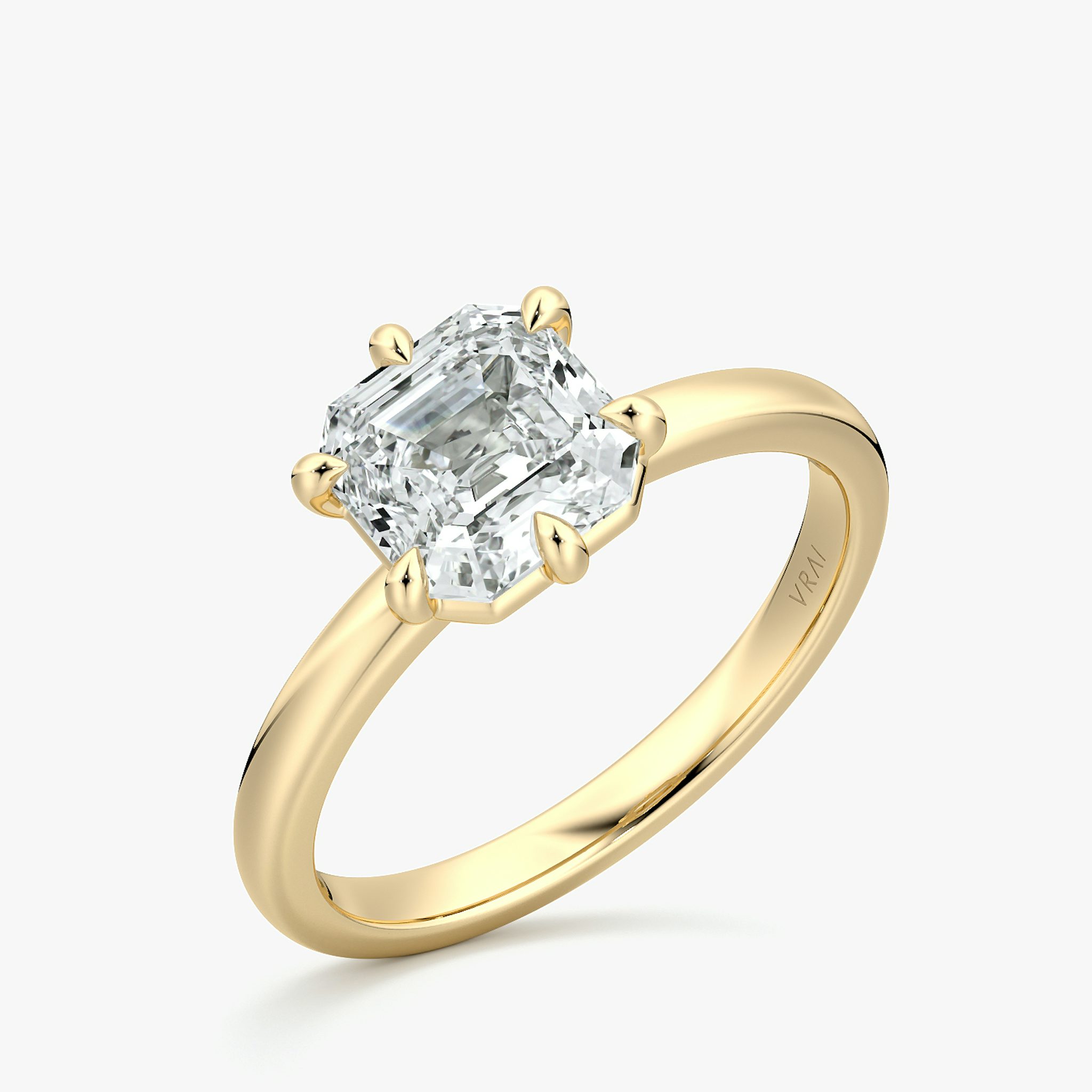 The Signature 6 Prong | Asscher | 18k | Yellow Gold | bandAccent: Plain | bandWidth: large | hiddenHalo: no | diamondOrientation: vertical | caratWeight: other