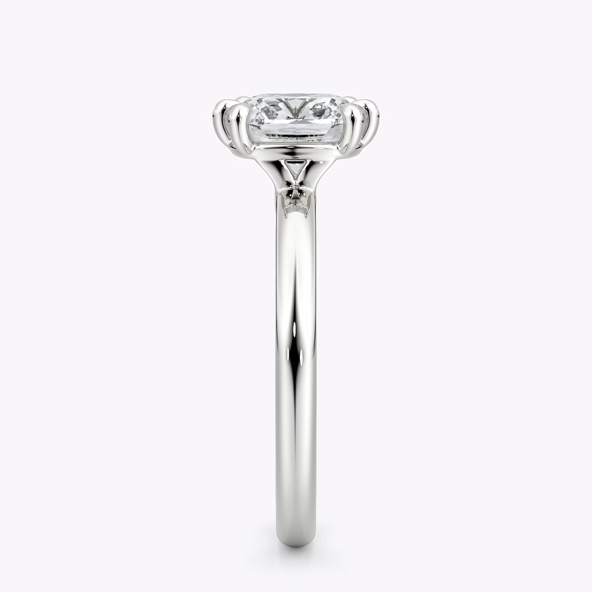 The Signature 6 Prong | Cushion | 18k | White Gold | bandAccent: Plain | bandWidth: large | hiddenHalo: no | diamondOrientation: vertical | caratWeight: other