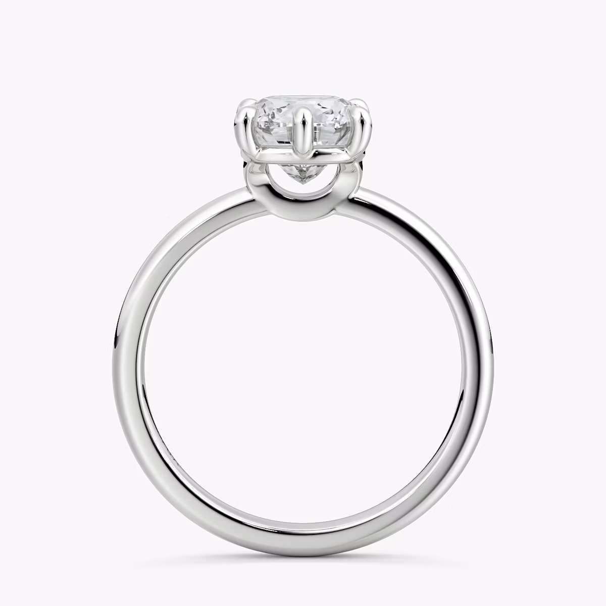 The Signature 6 Prong | Cushion | 18k | White Gold | bandAccent: Plain | bandWidth: large | hiddenHalo: no | diamondOrientation: vertical | caratWeight: other