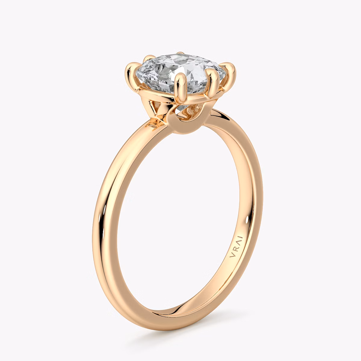 The Signature 6 Prong | Cushion | 14k | Rose Gold | bandAccent: Plain | bandWidth: large | hiddenHalo: no | diamondOrientation: vertical | caratWeight: other