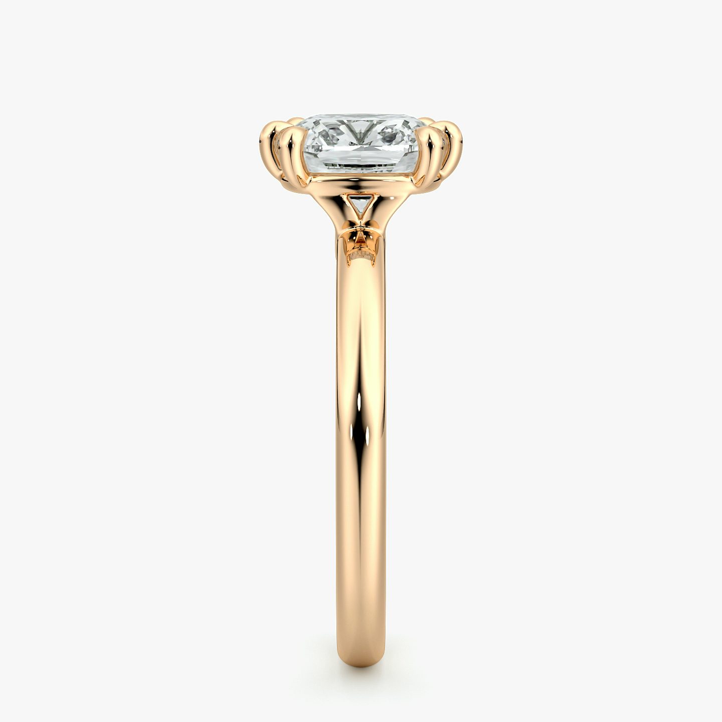 The Signature 6 Prong | Cushion | 14k | Rose Gold | bandAccent: Plain | bandWidth: large | hiddenHalo: no | diamondOrientation: vertical | caratWeight: other