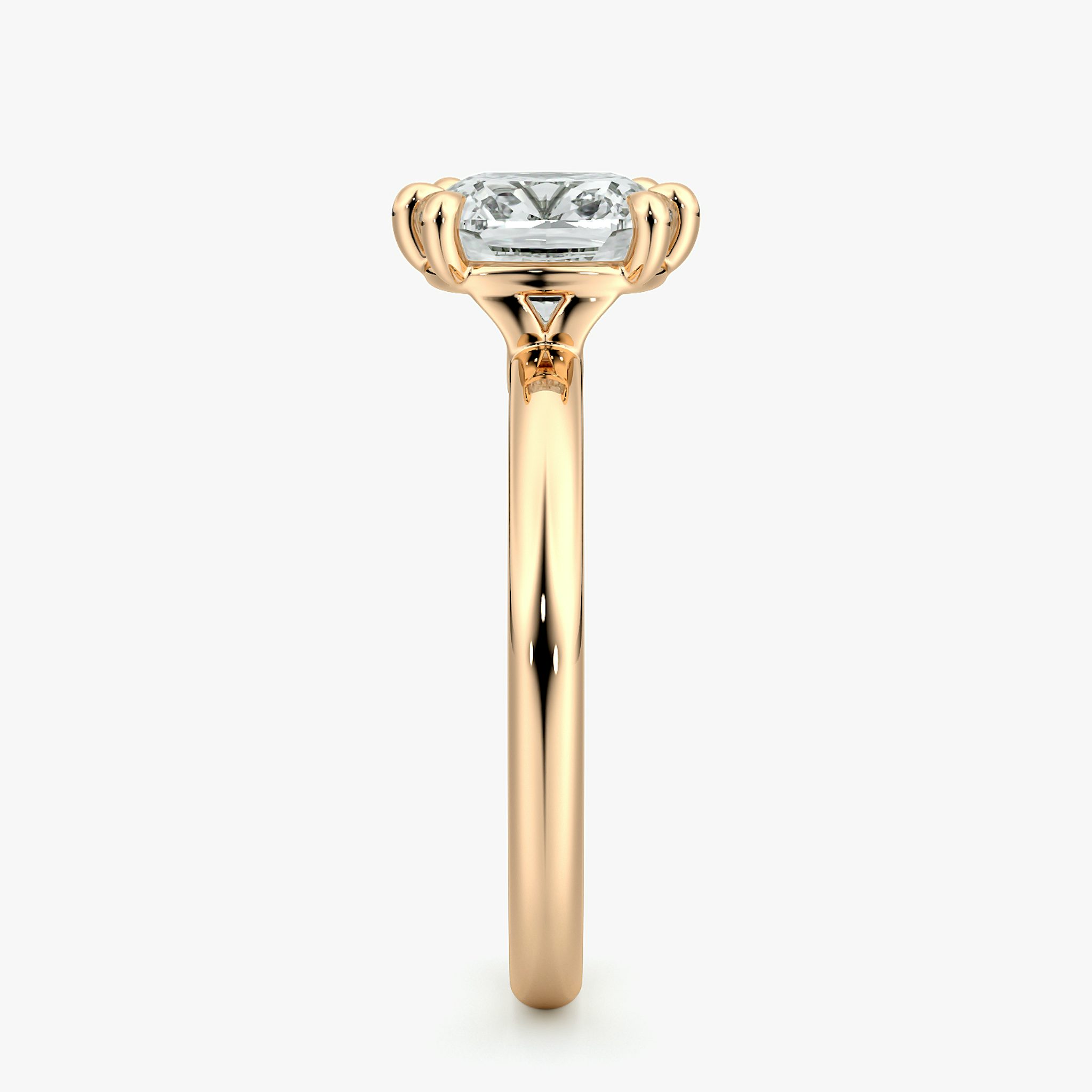 The Signature 6 Prong | Cushion | 14k | Rose Gold | bandAccent: Plain | bandWidth: large | hiddenHalo: no | diamondOrientation: vertical | caratWeight: other