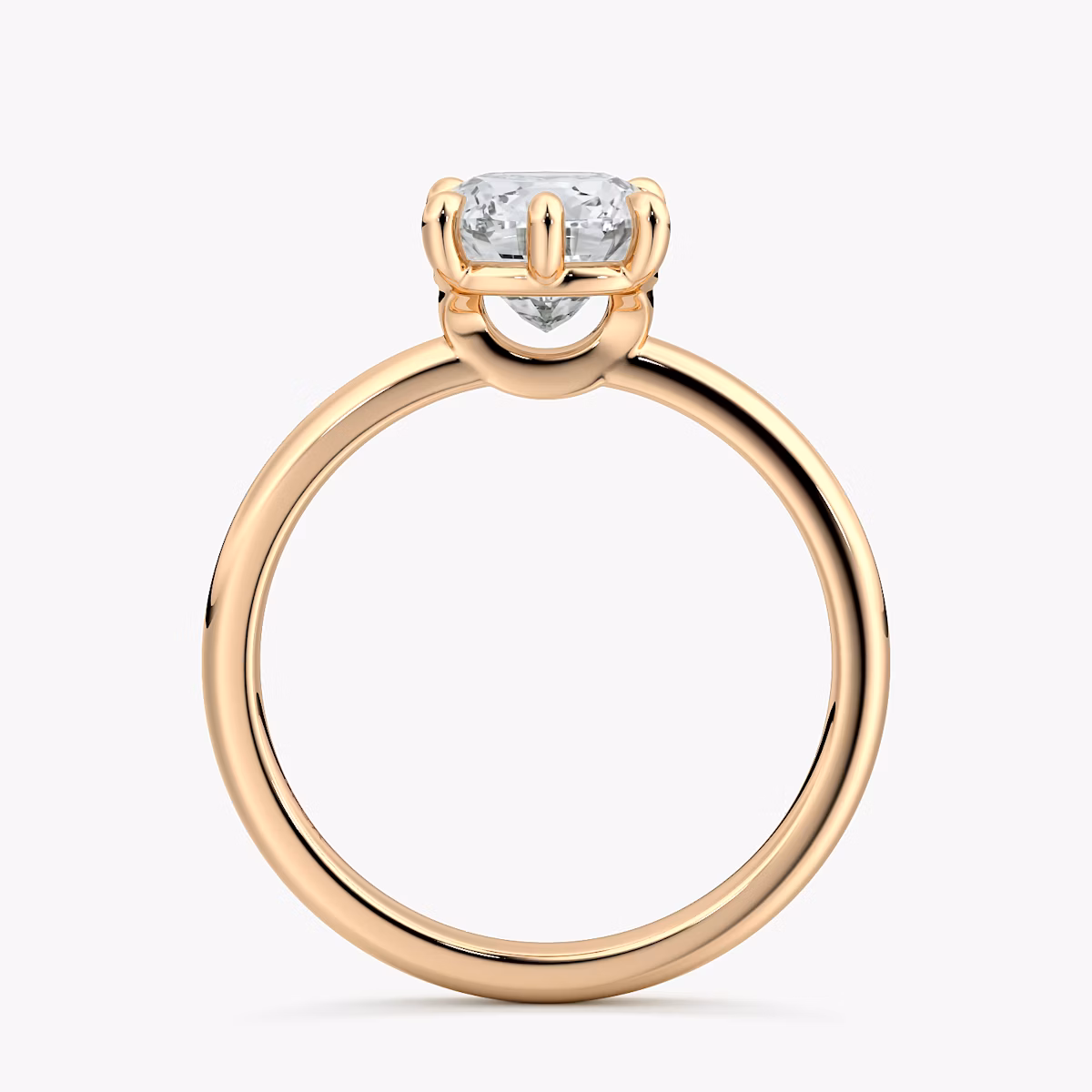 The Signature 6 Prong | Cushion | 14k | Rose Gold | bandAccent: Plain | bandWidth: large | hiddenHalo: no | diamondOrientation: vertical | caratWeight: other
