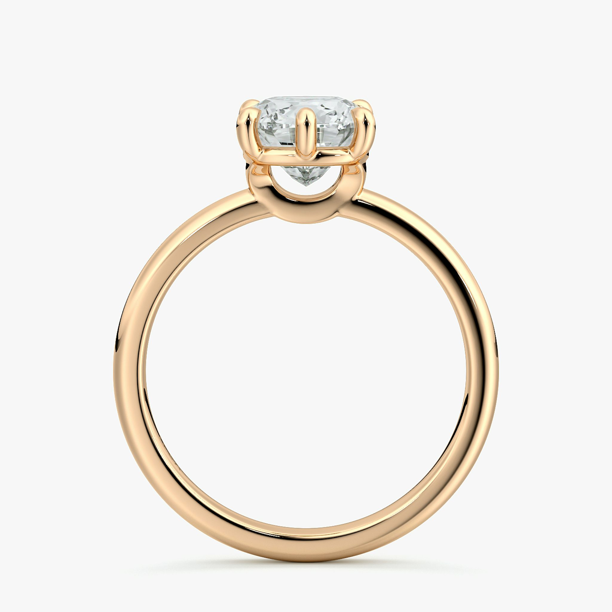 The Signature 6 Prong | Cushion | 14k | Rose Gold | bandAccent: Plain | bandWidth: large | hiddenHalo: no | diamondOrientation: vertical | caratWeight: other