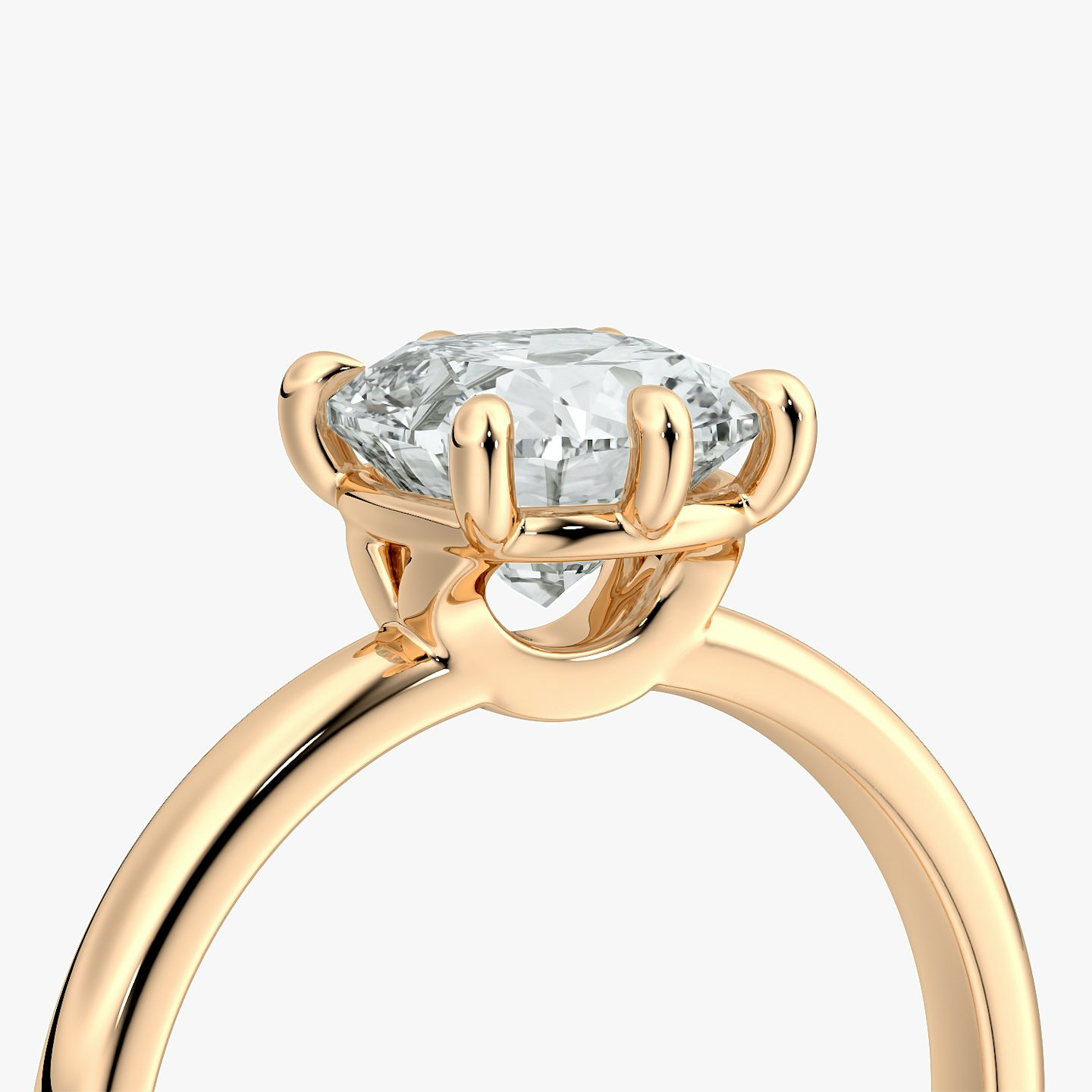 The Signature 6 Prong | Cushion | 14k | Rose Gold | bandAccent: Plain | bandWidth: large | hiddenHalo: no | diamondOrientation: vertical | caratWeight: other