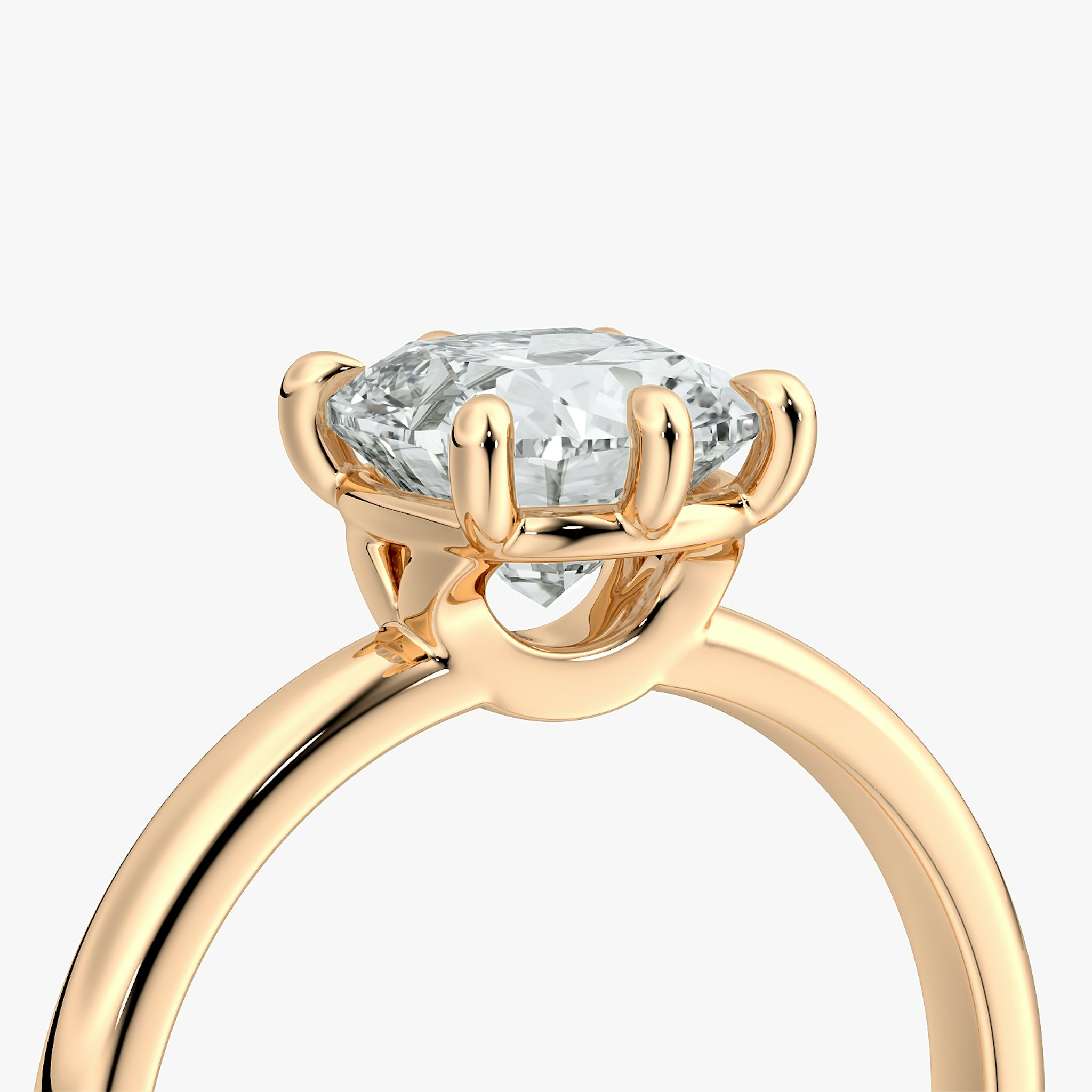 The Signature 6 Prong | Cushion | 14k | Rose Gold | bandAccent: Plain | bandWidth: large | hiddenHalo: no | diamondOrientation: vertical | caratWeight: other