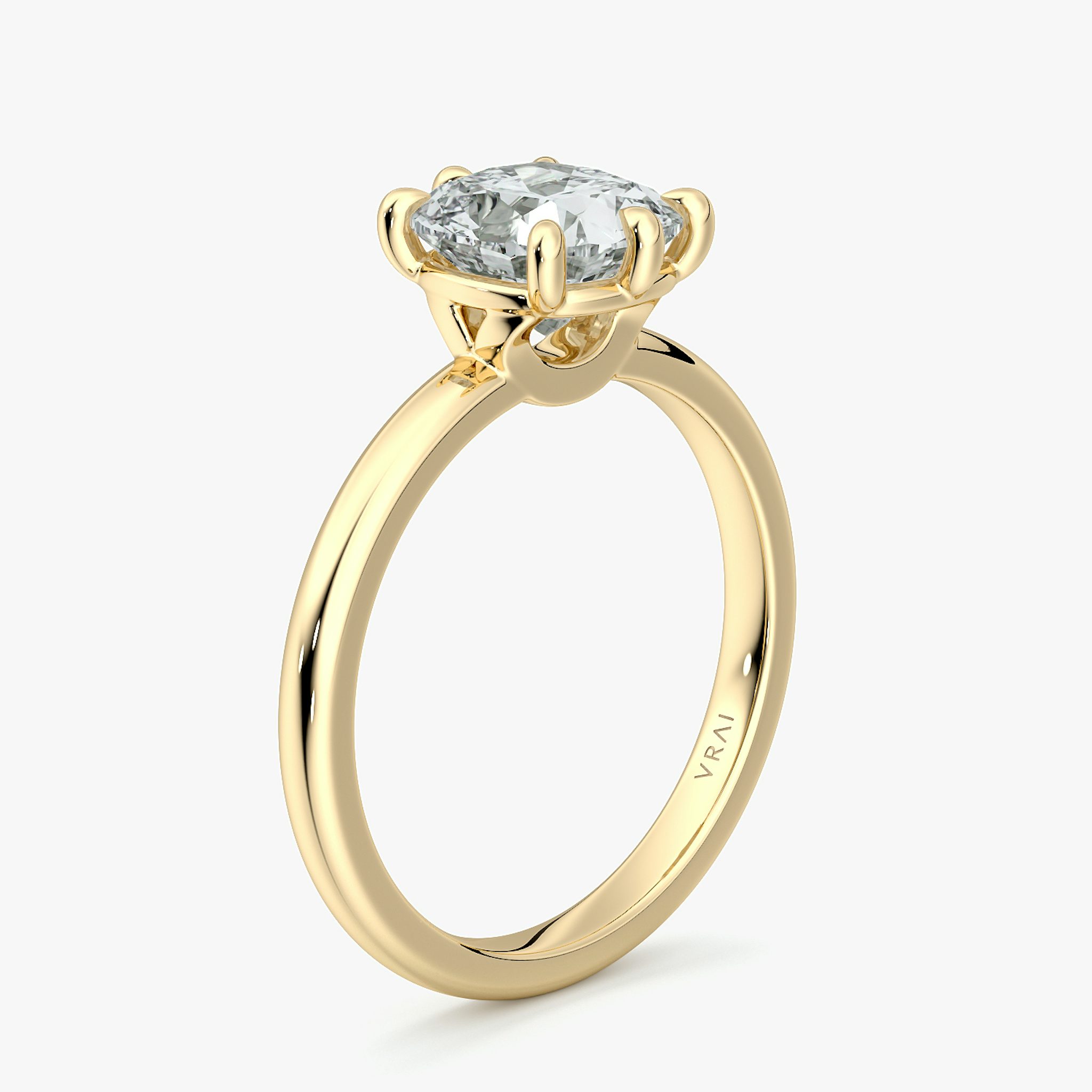 The Signature 6 Prong | Cushion | 18k | Yellow Gold | bandAccent: Plain | bandWidth: large | hiddenHalo: no | diamondOrientation: vertical | caratWeight: other