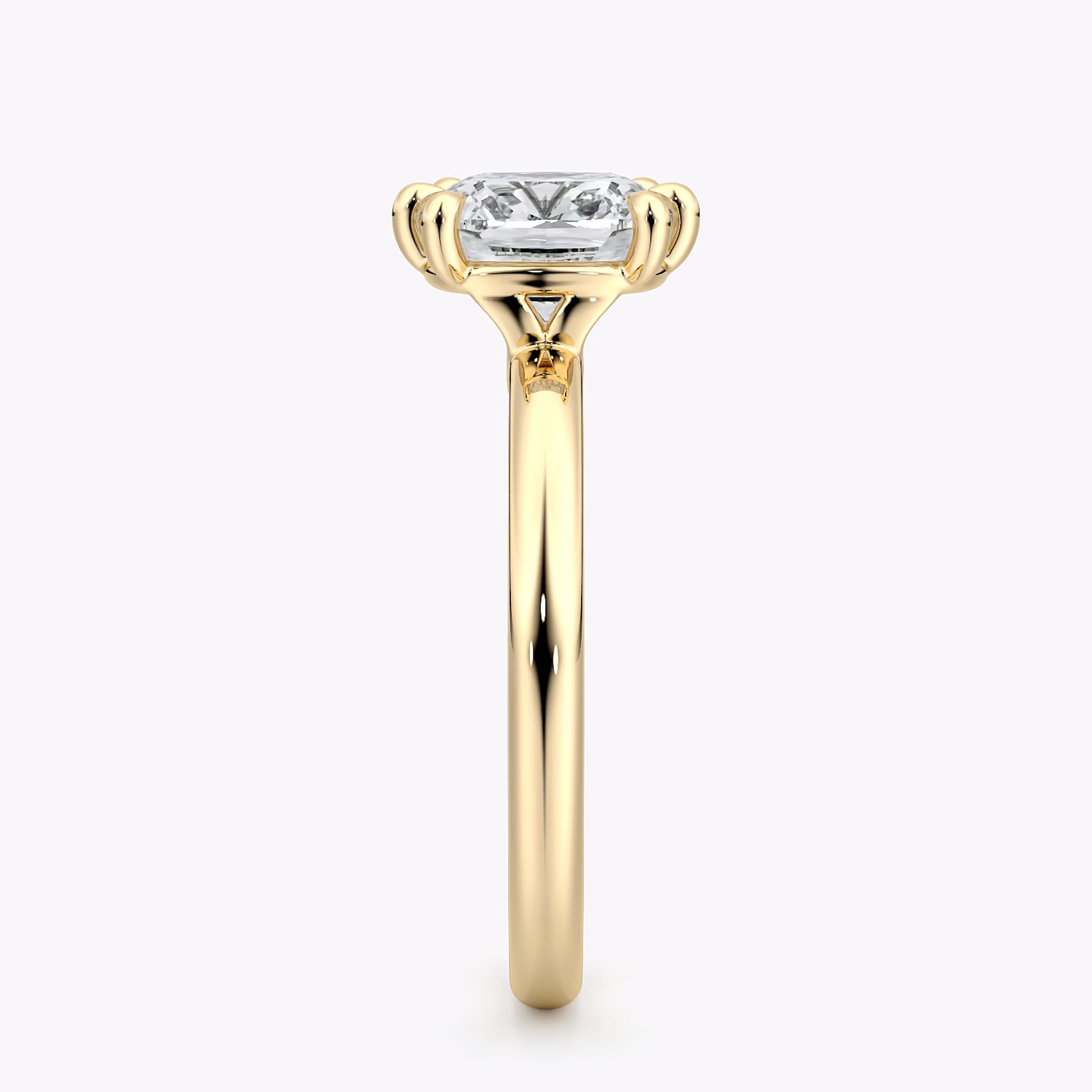 The Signature 6 Prong | Cushion | 18k | Yellow Gold | bandAccent: Plain | bandWidth: large | hiddenHalo: no | diamondOrientation: vertical | caratWeight: other