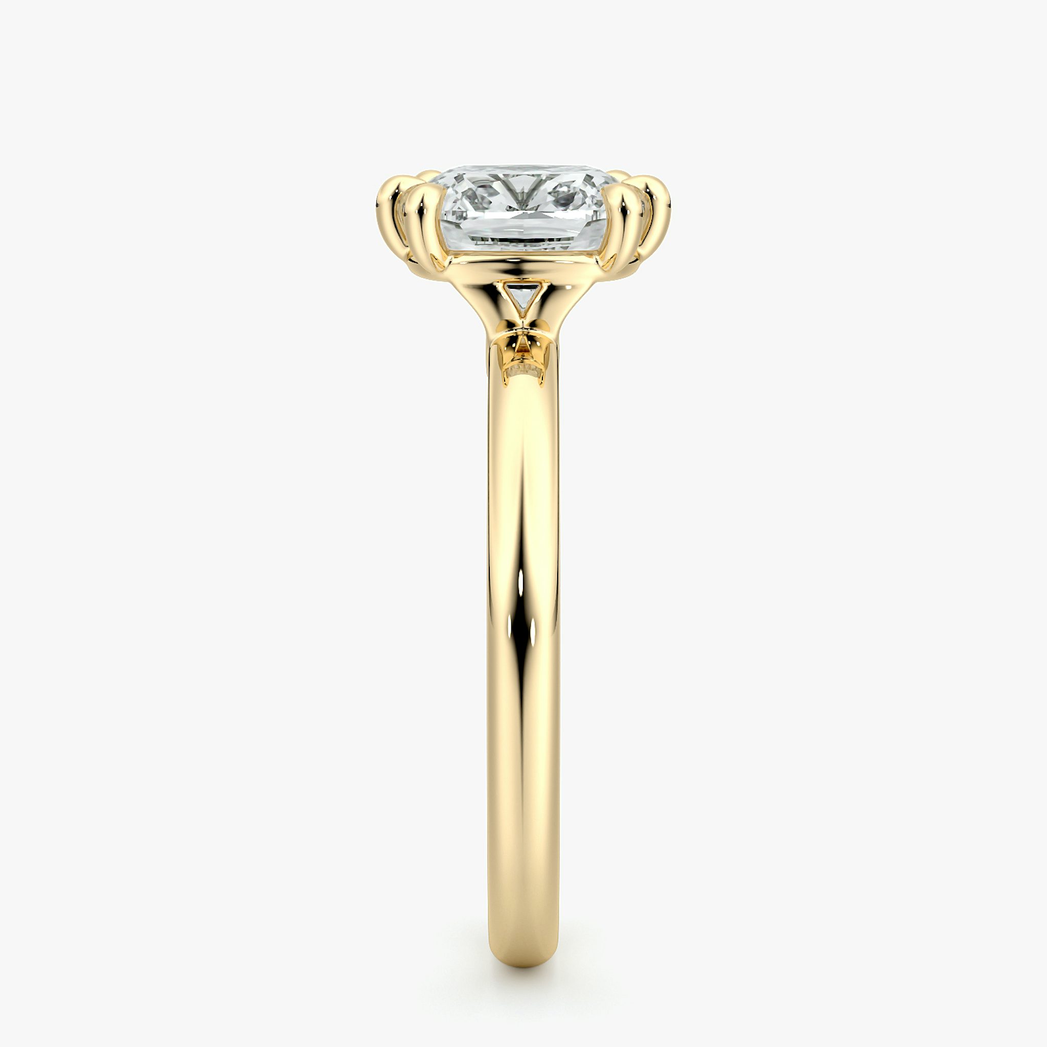 The Signature 6 Prong | Cushion | 18k | Yellow Gold | bandAccent: Plain | bandWidth: large | hiddenHalo: no | diamondOrientation: vertical | caratWeight: other