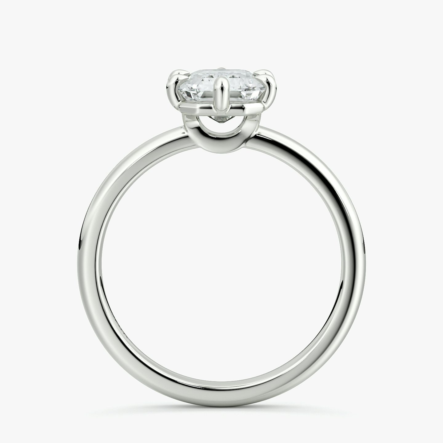 The Signature 6 Prong | Emerald | 18k | White Gold | bandAccent: Plain | bandWidth: large | hiddenHalo: no | diamondOrientation: vertical | caratWeight: other