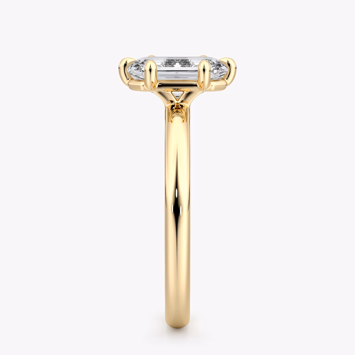 The Signature 6 Prong | Emerald | 18k | Yellow Gold | bandAccent: Plain | bandWidth: large | hiddenHalo: no | diamondOrientation: vertical | caratWeight: other