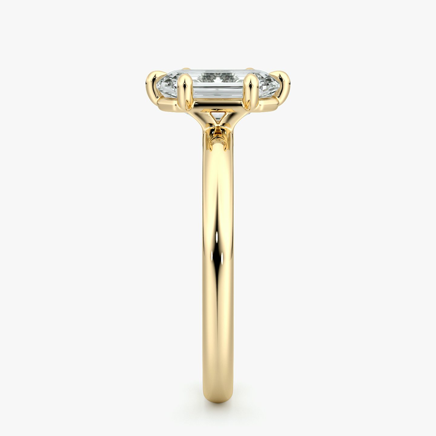 The Signature 6 Prong | Emerald | 18k | Yellow Gold | bandAccent: Plain | bandWidth: large | hiddenHalo: no | diamondOrientation: vertical | caratWeight: other