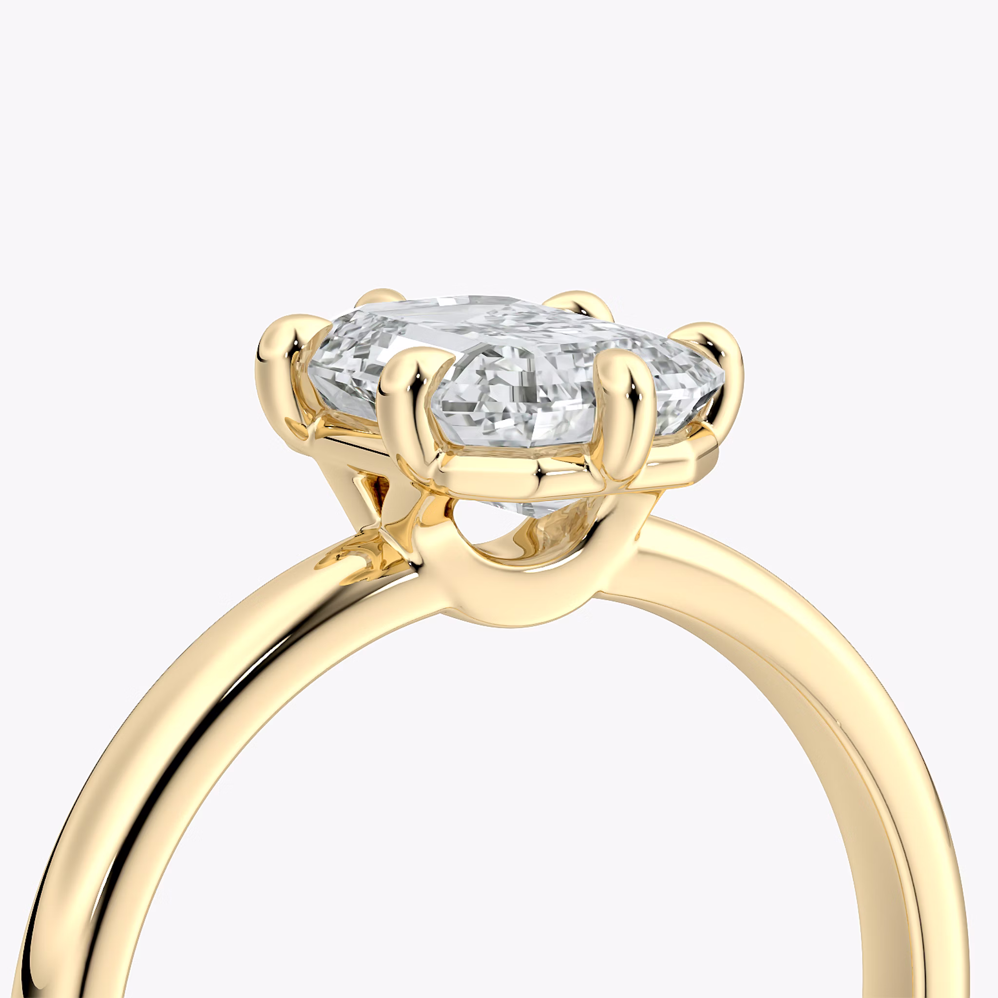 The Signature 6 Prong | Emerald | 18k | Yellow Gold | bandAccent: Plain | bandWidth: large | hiddenHalo: no | diamondOrientation: vertical | caratWeight: other