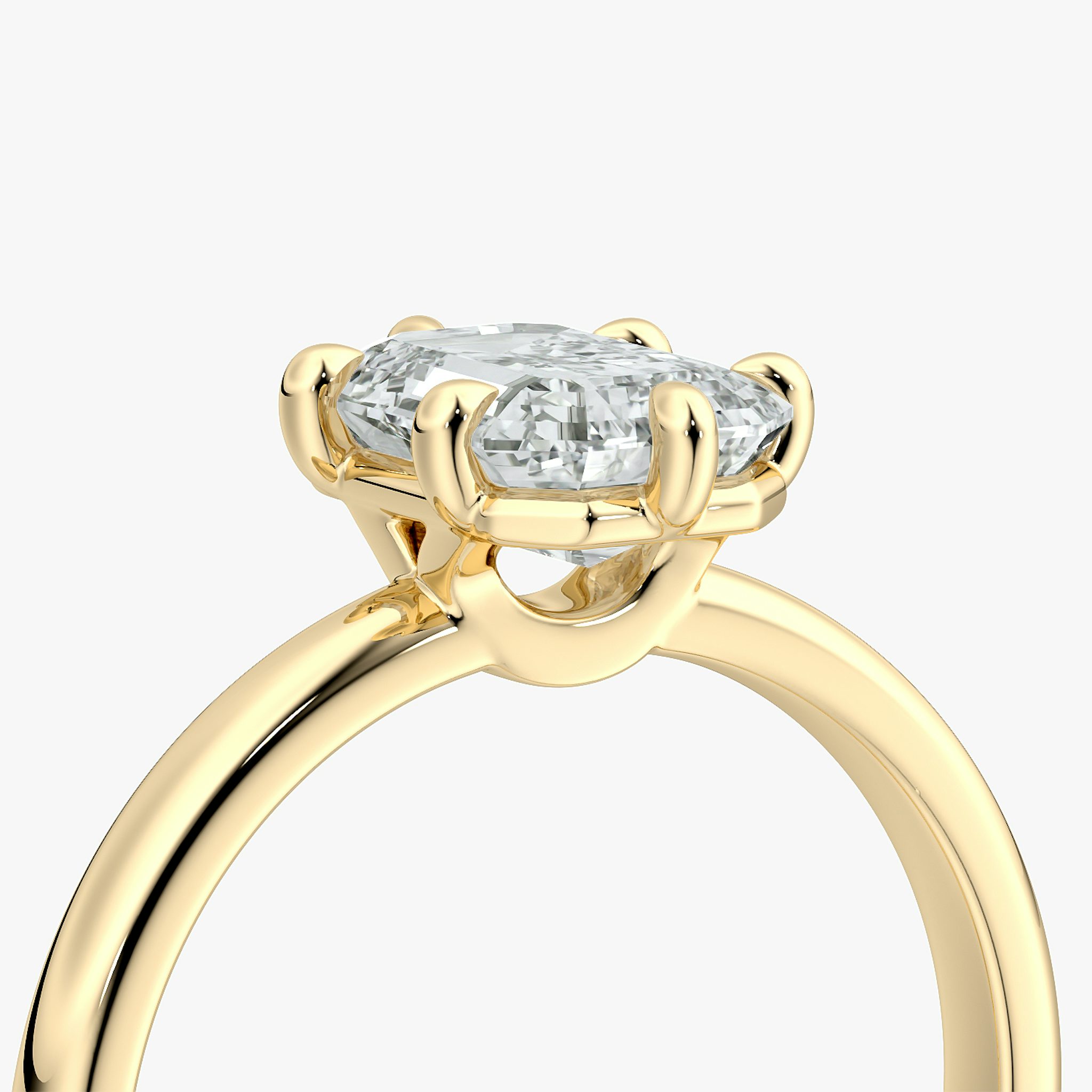 The Signature 6 Prong | Emerald | 18k | Yellow Gold | bandAccent: Plain | bandWidth: large | hiddenHalo: no | diamondOrientation: vertical | caratWeight: other