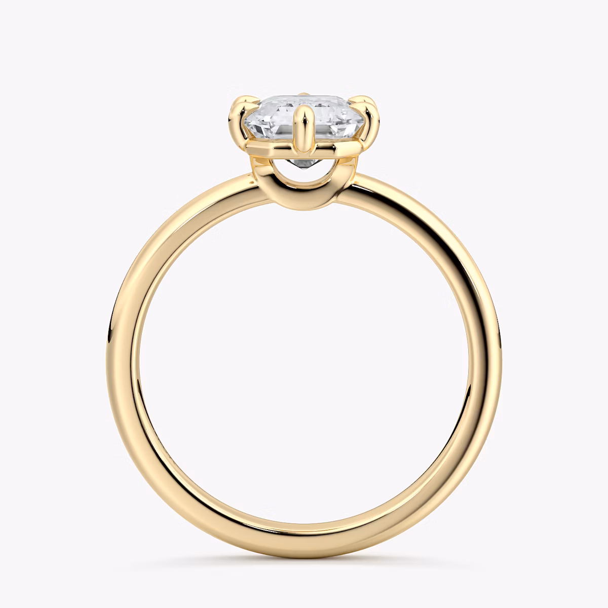 The Signature 6 Prong | Emerald | 18k | Yellow Gold | bandAccent: Plain | bandWidth: large | hiddenHalo: no | diamondOrientation: vertical | caratWeight: other