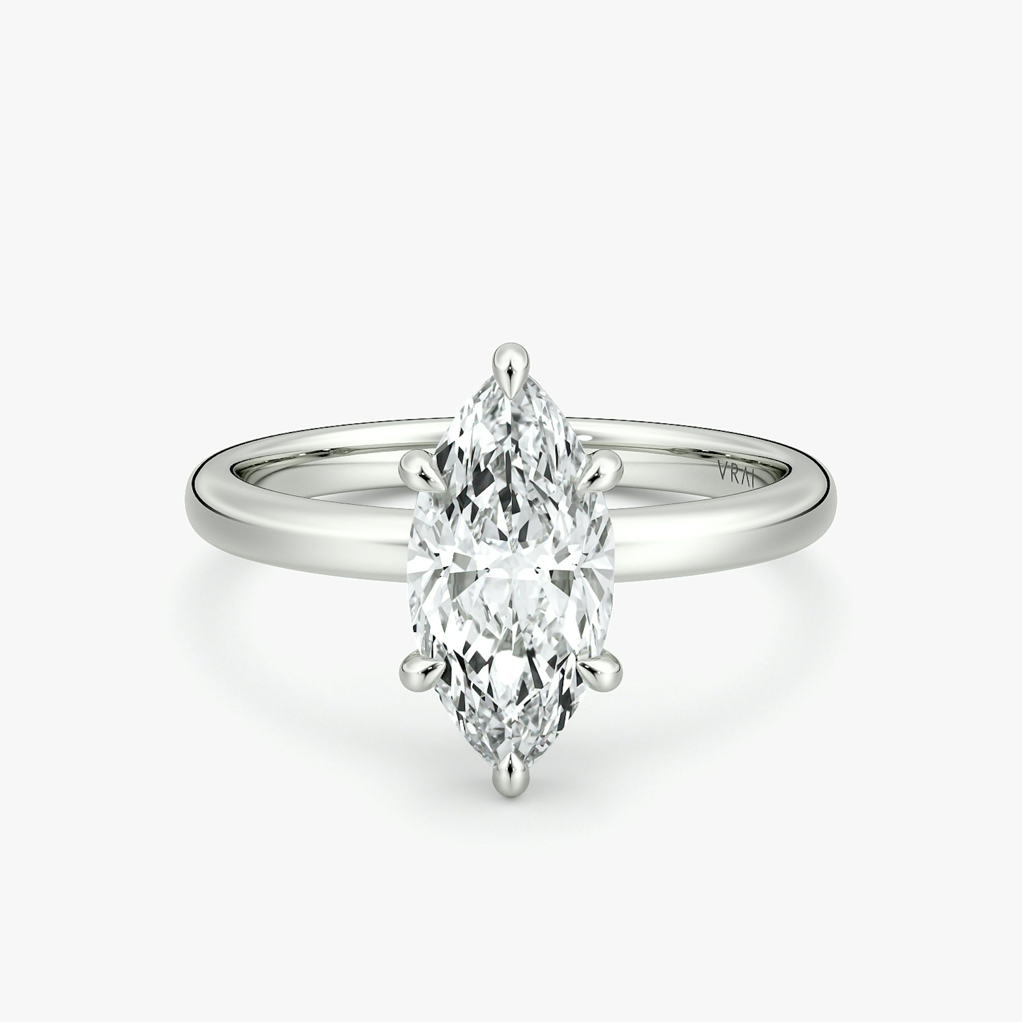 The Signature 6 Prong | Marquise | 18k | White Gold | bandAccent: Plain | bandWidth: large | hiddenHalo: no | diamondOrientation: vertical | caratWeight: other