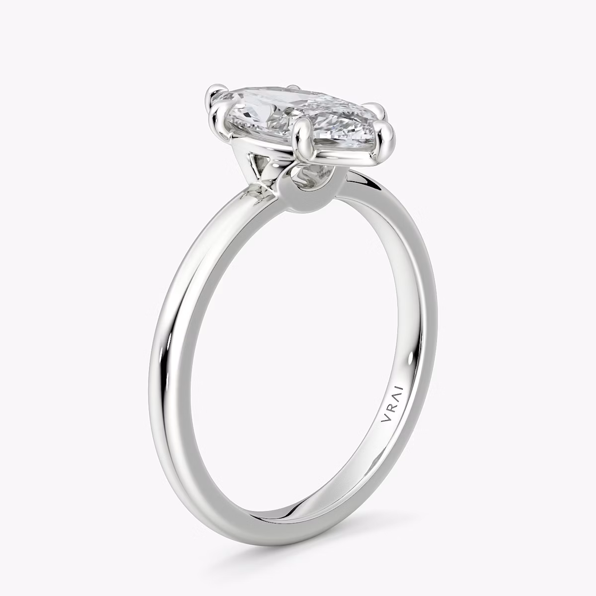 The Signature 6 Prong | Marquise | 18k | White Gold | bandAccent: Plain | bandWidth: large | hiddenHalo: no | diamondOrientation: vertical | caratWeight: other