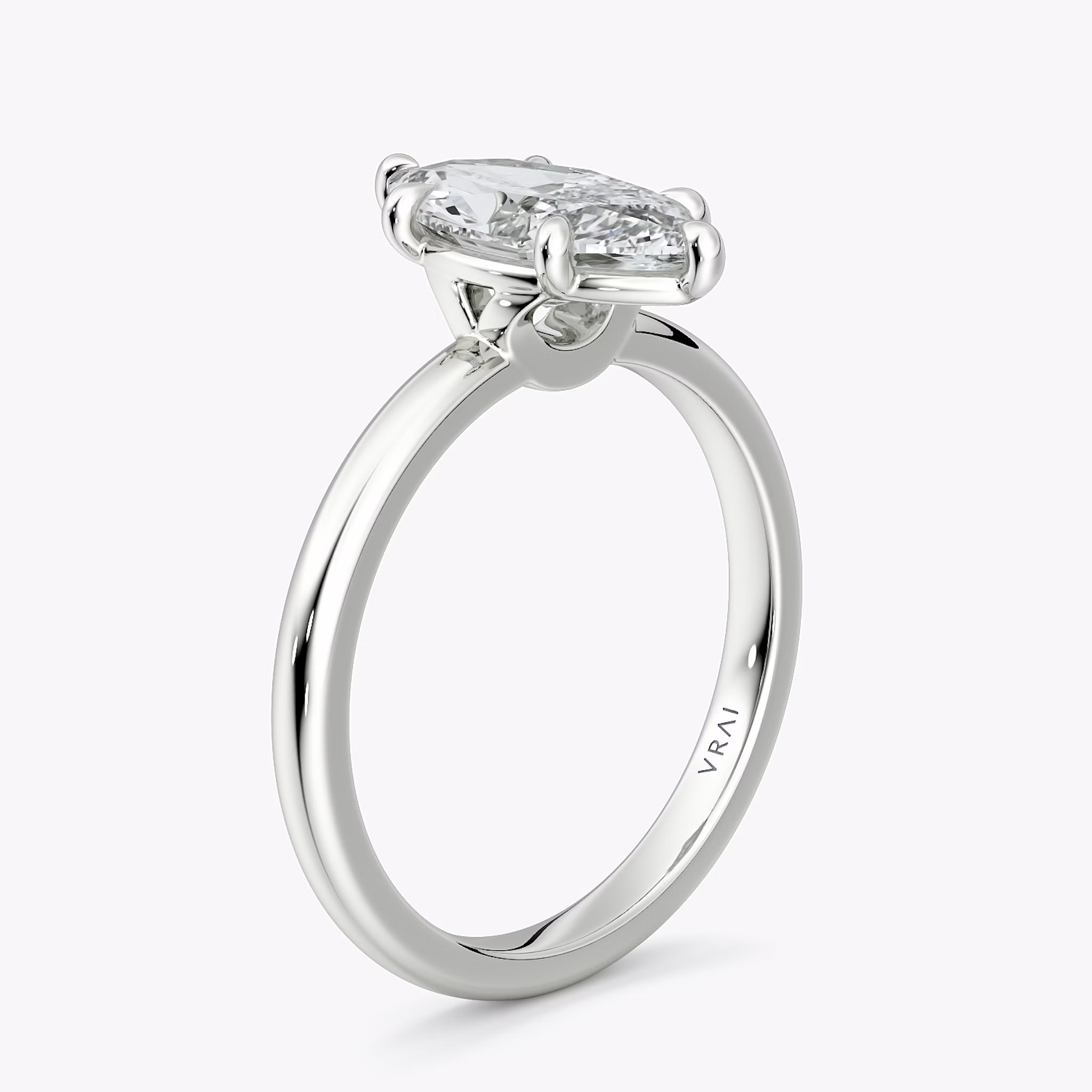 The Signature 6 Prong | Marquise | 18k | White Gold | bandAccent: Plain | bandWidth: large | hiddenHalo: no | diamondOrientation: vertical | caratWeight: other