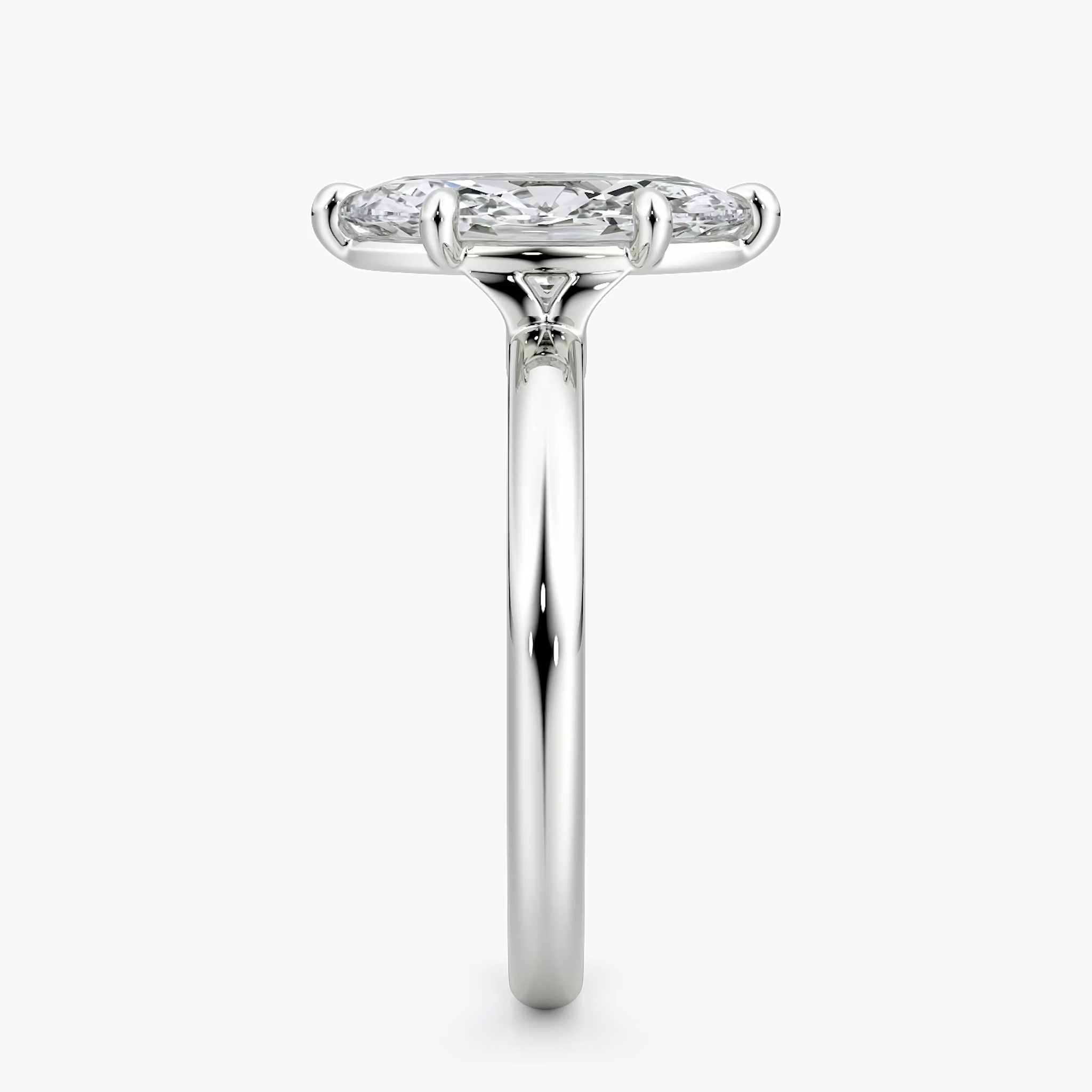 The Signature 6 Prong | Marquise | 18k | White Gold | bandAccent: Plain | bandWidth: large | hiddenHalo: no | diamondOrientation: vertical | caratWeight: other