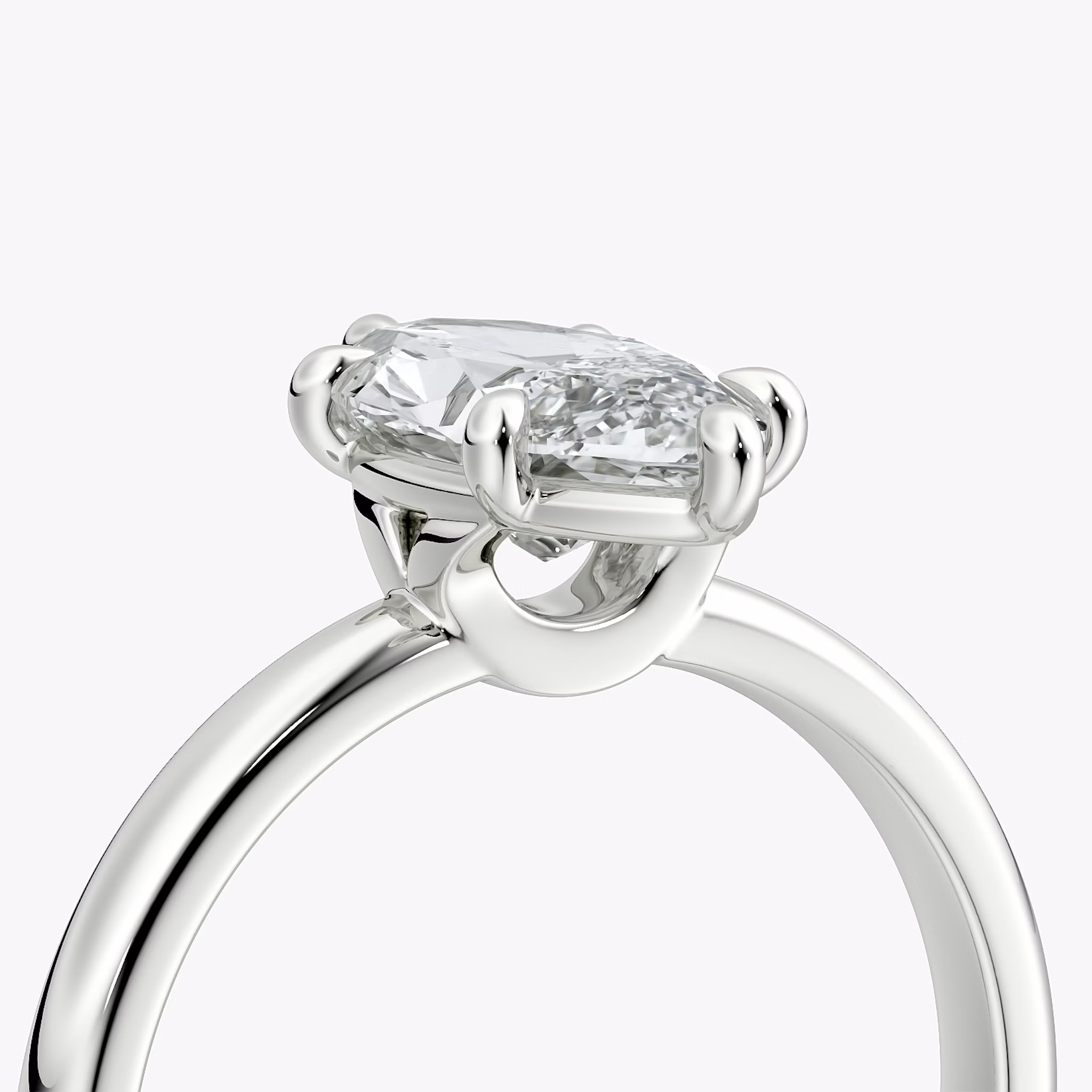 The Signature 6 Prong | Marquise | 18k | White Gold | bandAccent: Plain | bandWidth: large | hiddenHalo: no | diamondOrientation: vertical | caratWeight: other