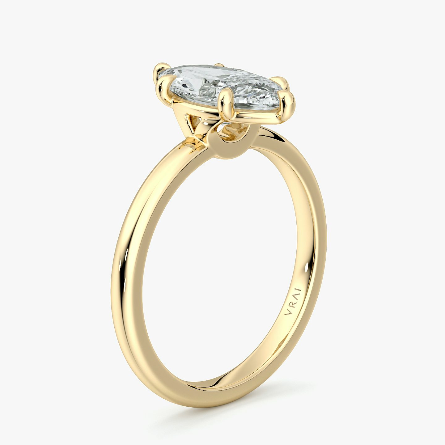 The Signature 6 Prong | Marquise | 18k | Yellow Gold | bandAccent: Plain | bandWidth: large | hiddenHalo: no | diamondOrientation: vertical | caratWeight: other