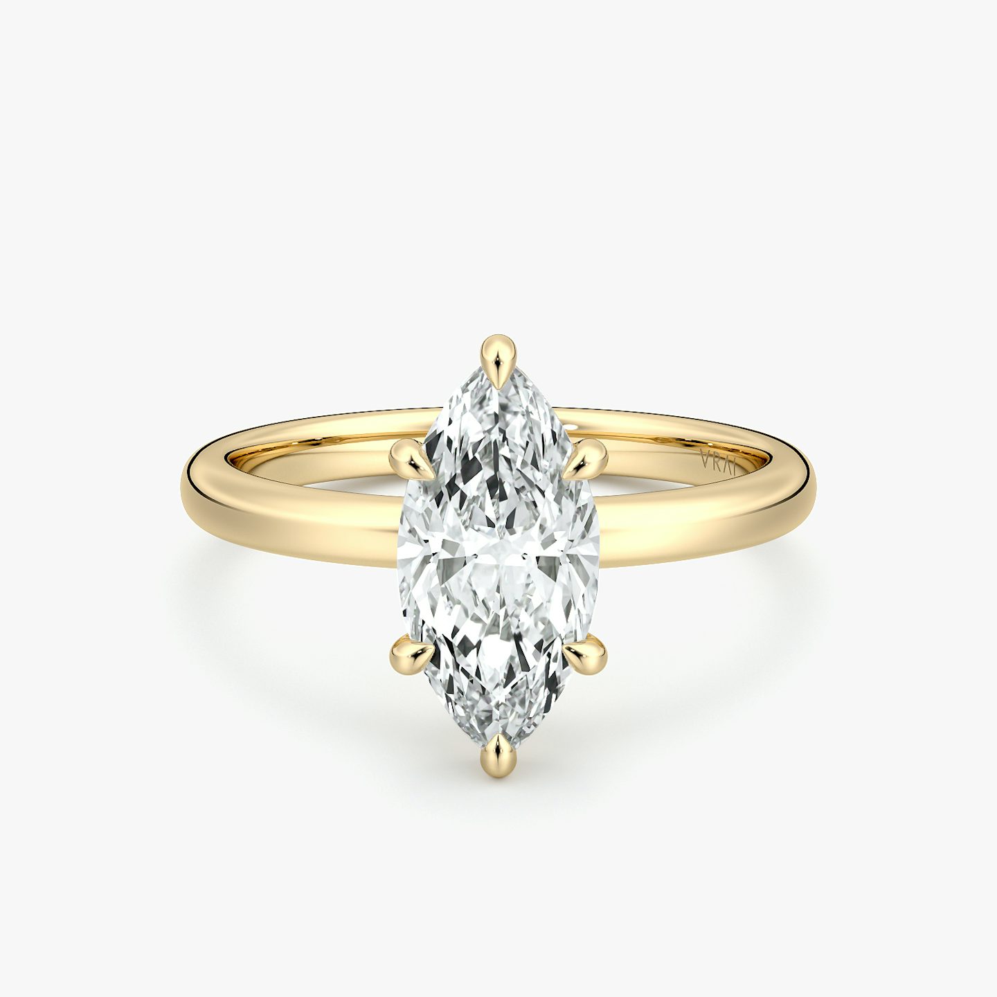 The Signature 6 Prong | Marquise | 18k | Yellow Gold | bandAccent: Plain | bandWidth: large | hiddenHalo: no | diamondOrientation: vertical | caratWeight: other