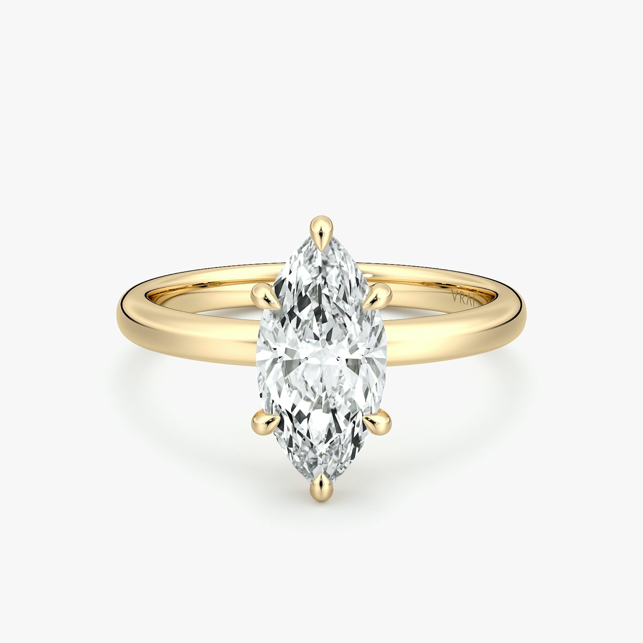 The Signature 6 Prong | Marquise | 18k | Yellow Gold | bandAccent: Plain | bandWidth: large | hiddenHalo: no | diamondOrientation: vertical | caratWeight: other