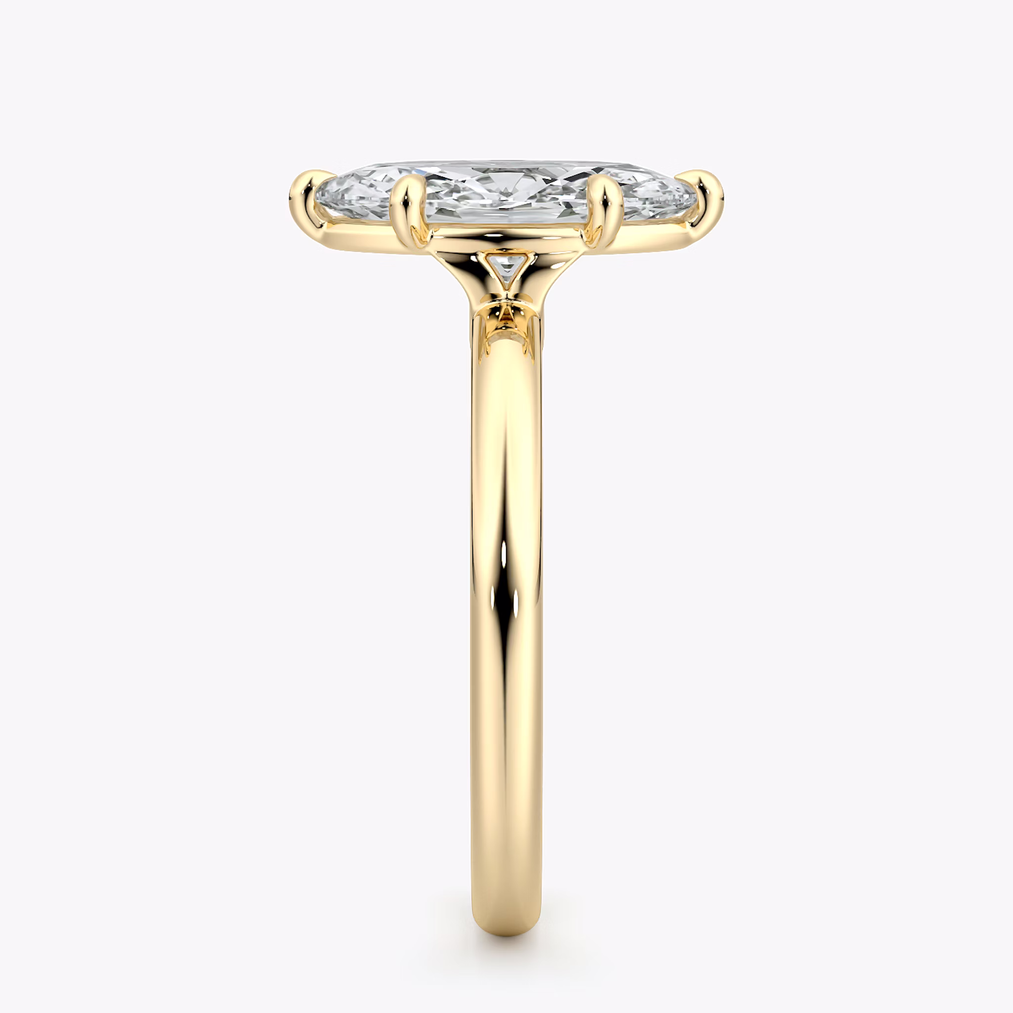 The Signature 6 Prong | Marquise | 18k | Yellow Gold | bandAccent: Plain | bandWidth: large | hiddenHalo: no | diamondOrientation: vertical | caratWeight: other