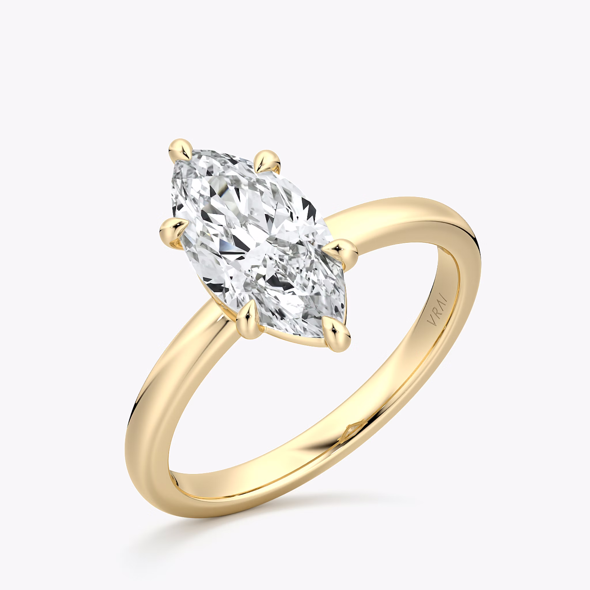 The Signature 6 Prong | Marquise | 18k | Yellow Gold | bandAccent: Plain | bandWidth: large | hiddenHalo: no | diamondOrientation: vertical | caratWeight: other