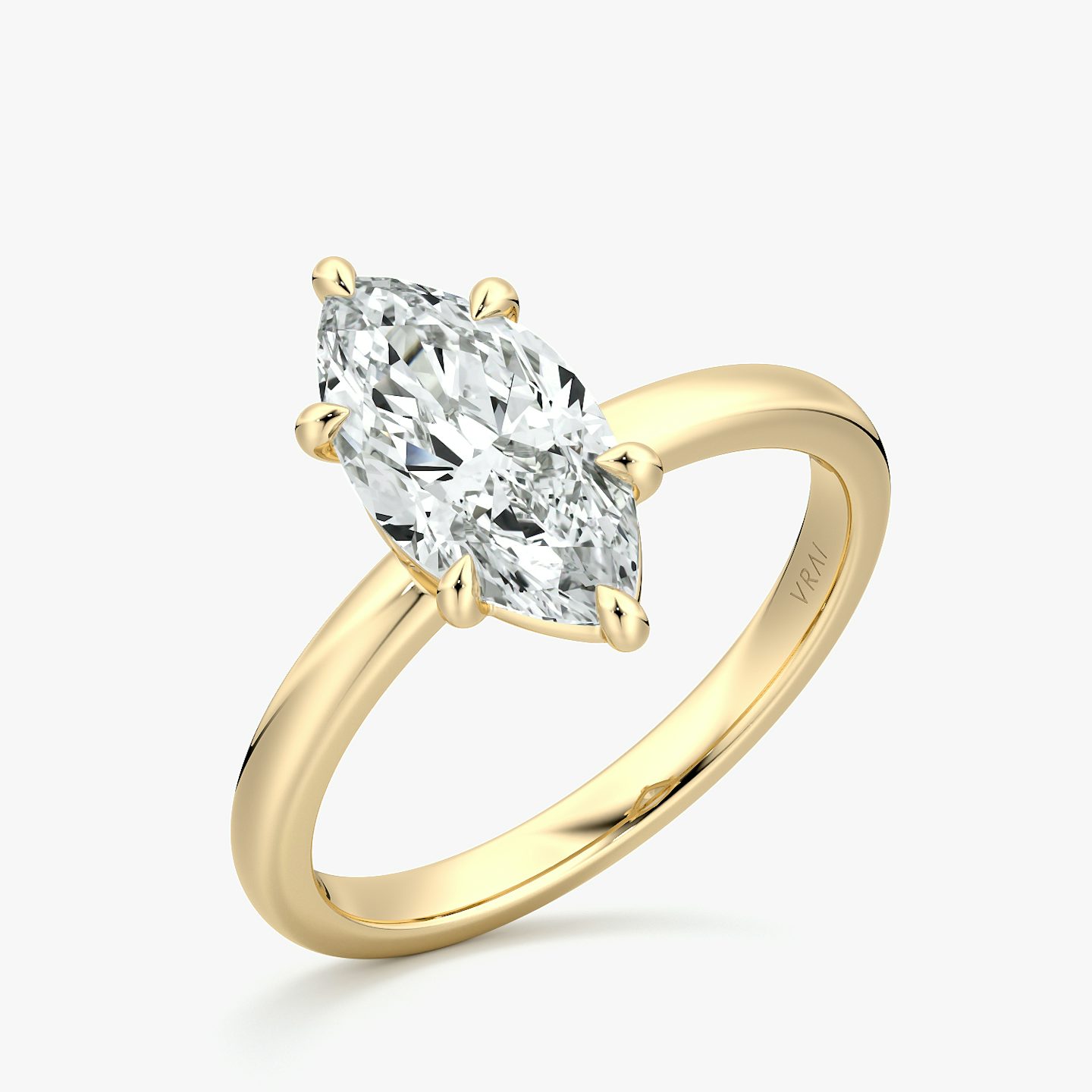 The Signature 6 Prong | Marquise | 18k | Yellow Gold | bandAccent: Plain | bandWidth: large | hiddenHalo: no | diamondOrientation: vertical | caratWeight: other