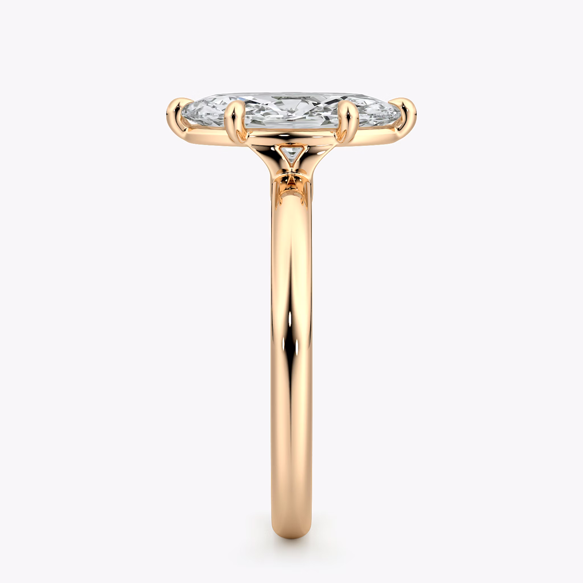 The Signature 6 Prong | Marquise | 14k | Rose Gold | bandAccent: Plain | bandWidth: large | hiddenHalo: no | diamondOrientation: vertical | caratWeight: other