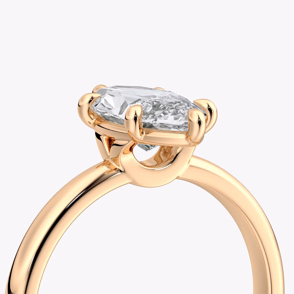The Signature 6 Prong | Marquise | 14k | Rose Gold | bandAccent: Plain | bandWidth: large | hiddenHalo: no | diamondOrientation: vertical | caratWeight: other