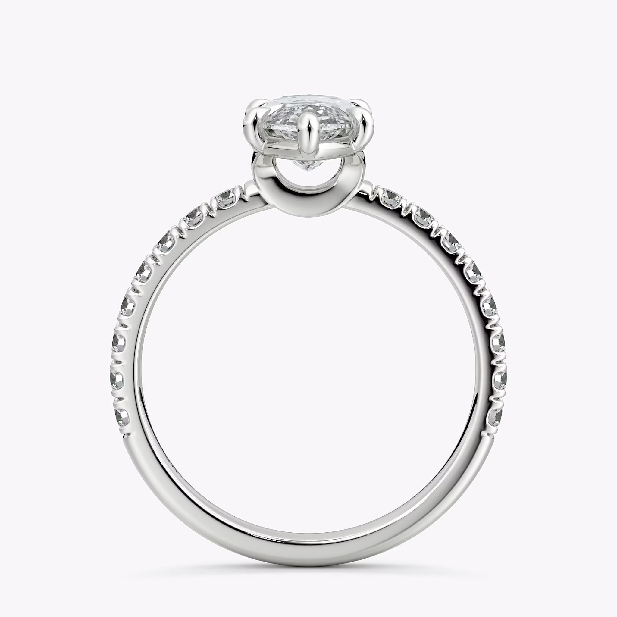 The Signature 6 Prong | Marquise | 18k | White Gold | bandAccent: Pavé | bandWidth: large | hiddenHalo: no | diamondOrientation: vertical | caratWeight: other