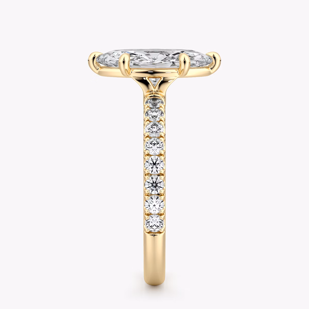 The Signature 6 Prong | Marquise | 18k | Yellow Gold | bandAccent: Pavé | bandWidth: large | hiddenHalo: no | diamondOrientation: vertical | caratWeight: other