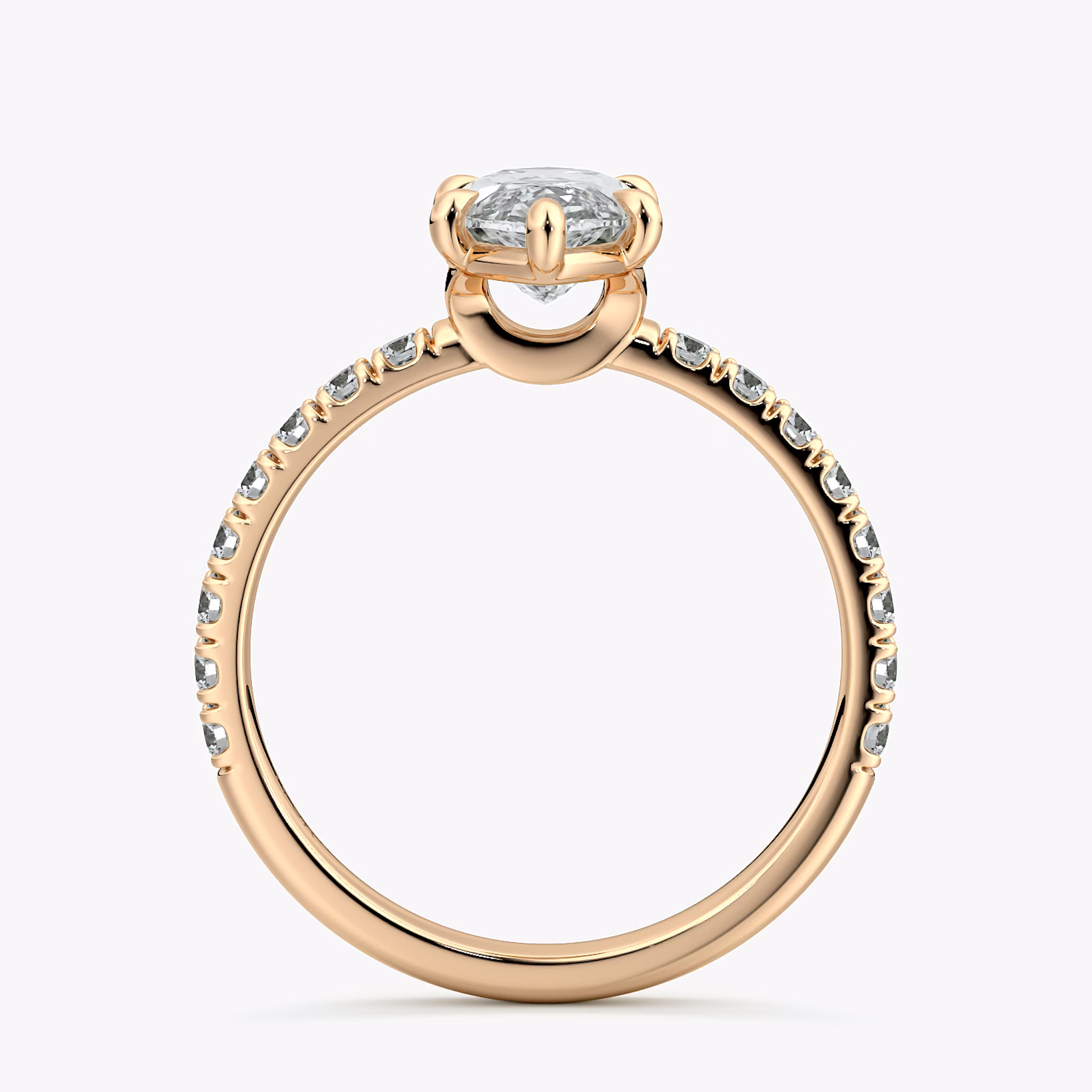 The Signature 6 Prong | Marquise | 14k | Rose Gold | bandAccent: Pavé | bandWidth: large | hiddenHalo: no | diamondOrientation: vertical | caratWeight: other