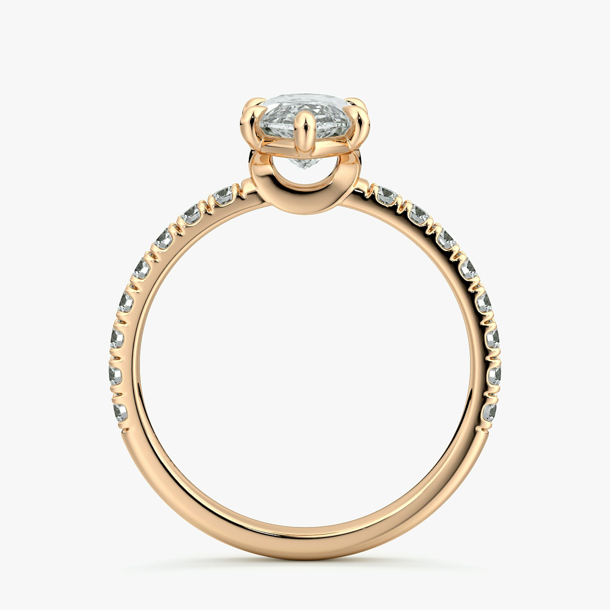 The Signature 6 Prong | Marquise | 14k | Rose Gold | bandAccent: Pavé | bandWidth: large | hiddenHalo: no | diamondOrientation: vertical | caratWeight: other