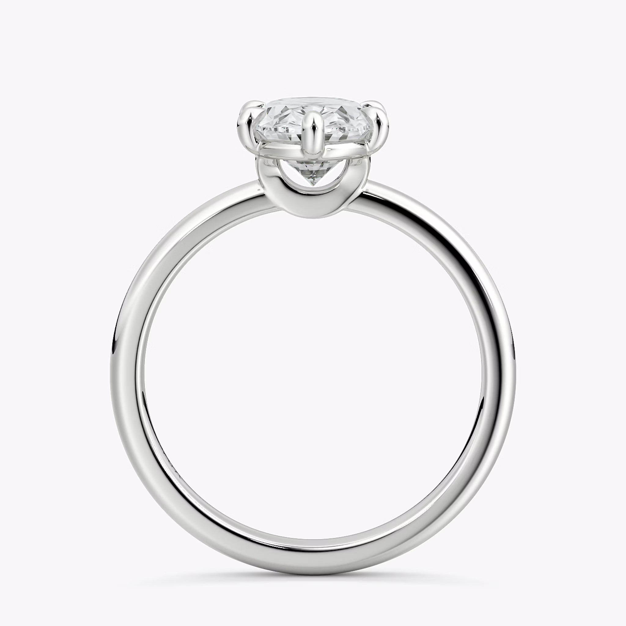 The Signature 6 Prong | Oval | 18k | White Gold | bandAccent: Plain | bandWidth: large | hiddenHalo: no | diamondOrientation: vertical | caratWeight: other