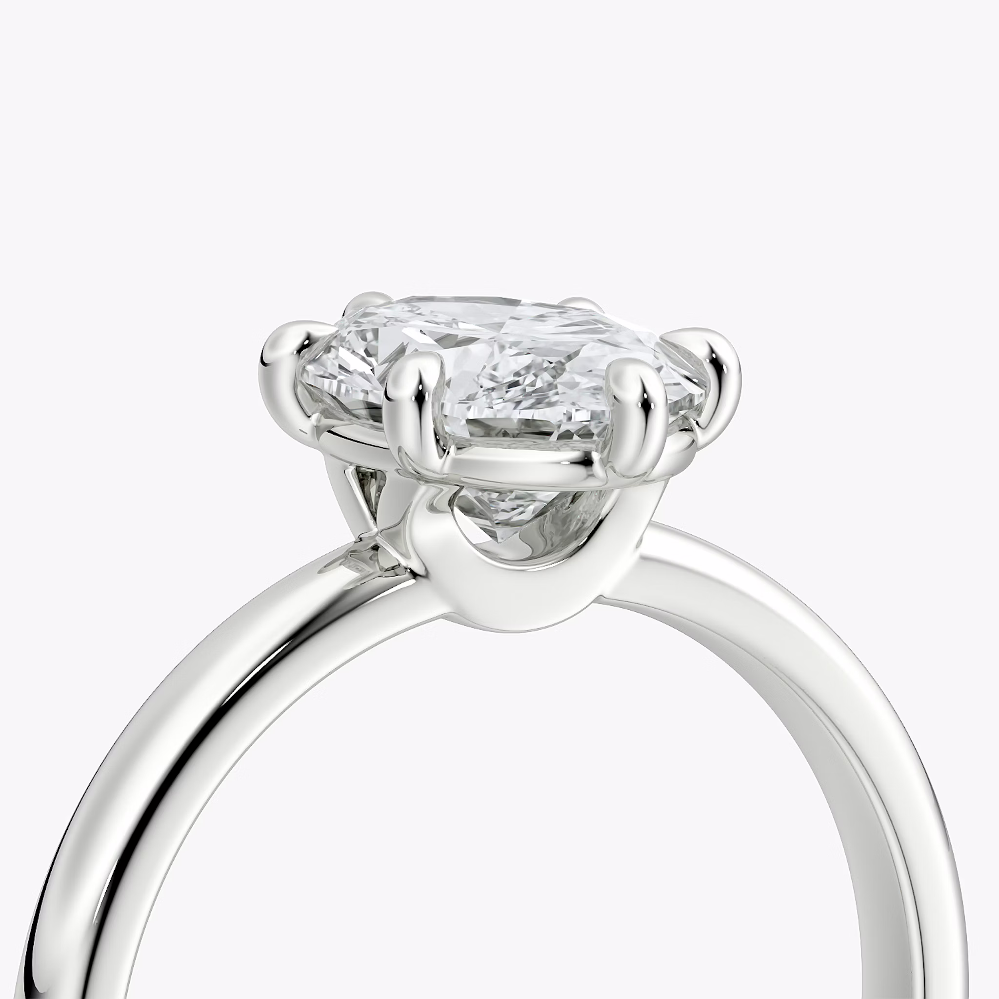 The Signature 6 Prong | Oval | 18k | White Gold | bandAccent: Plain | bandWidth: large | hiddenHalo: no | diamondOrientation: vertical | caratWeight: other