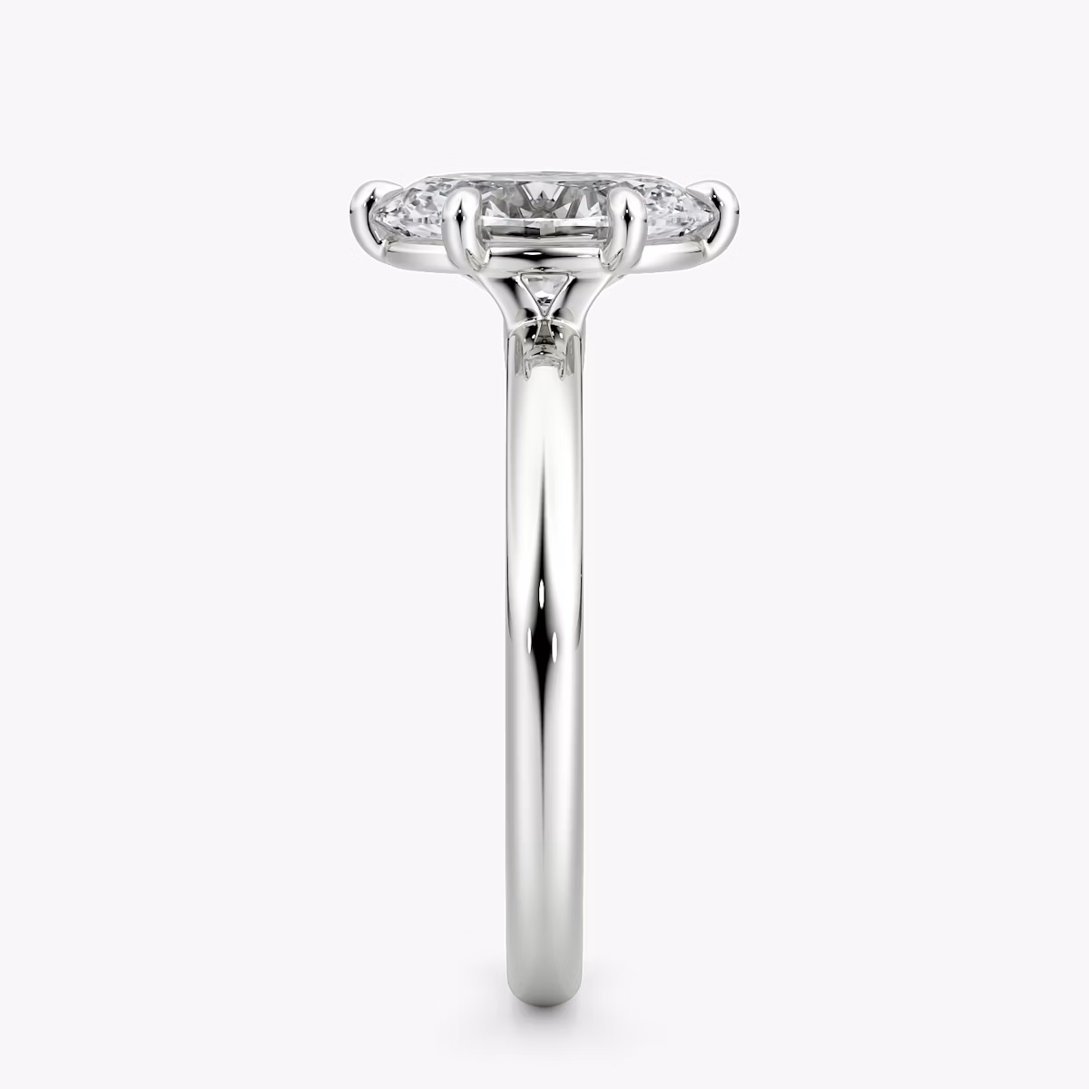 The Signature 6 Prong | Oval | 18k | White Gold | bandAccent: Plain | bandWidth: large | hiddenHalo: no | diamondOrientation: vertical | caratWeight: other