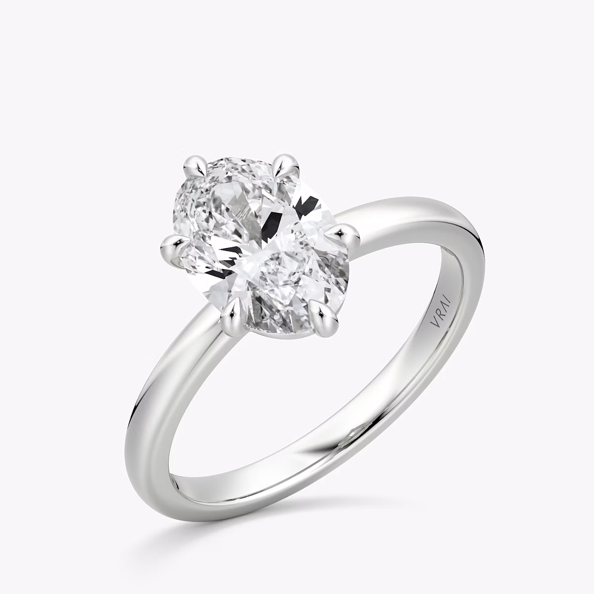 The Signature 6 Prong | Oval | 18k | White Gold | bandAccent: Plain | bandWidth: large | hiddenHalo: no | diamondOrientation: vertical | caratWeight: other