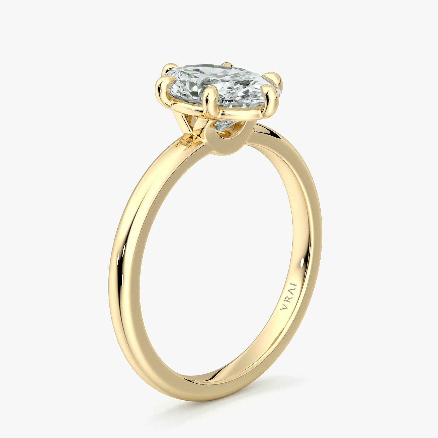 The Signature 6 Prong | Oval | 18k | Yellow Gold | bandAccent: Plain | bandWidth: large | hiddenHalo: no | diamondOrientation: vertical | caratWeight: other