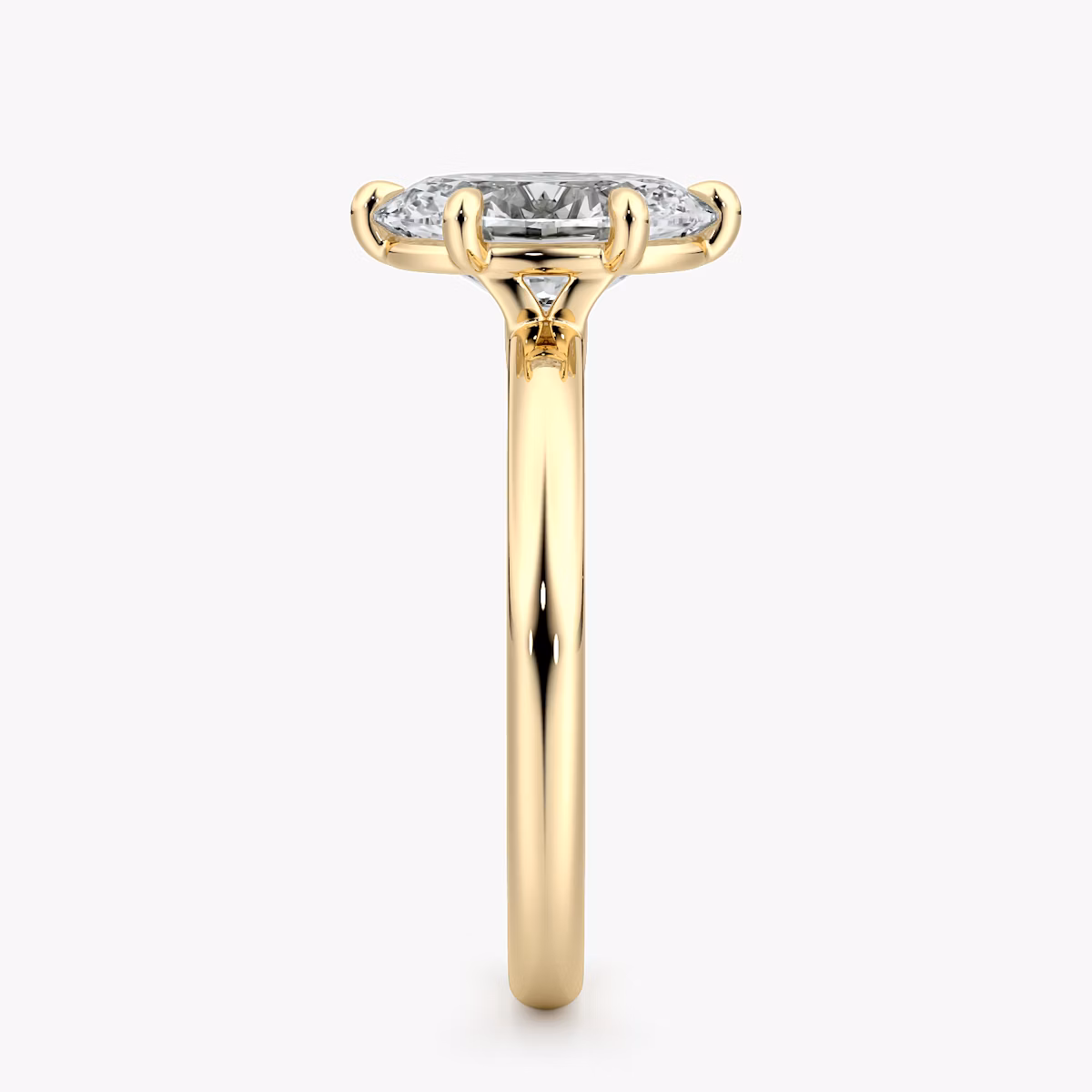 The Signature 6 Prong | Oval | 18k | Yellow Gold | bandAccent: Plain | bandWidth: large | hiddenHalo: no | diamondOrientation: vertical | caratWeight: other