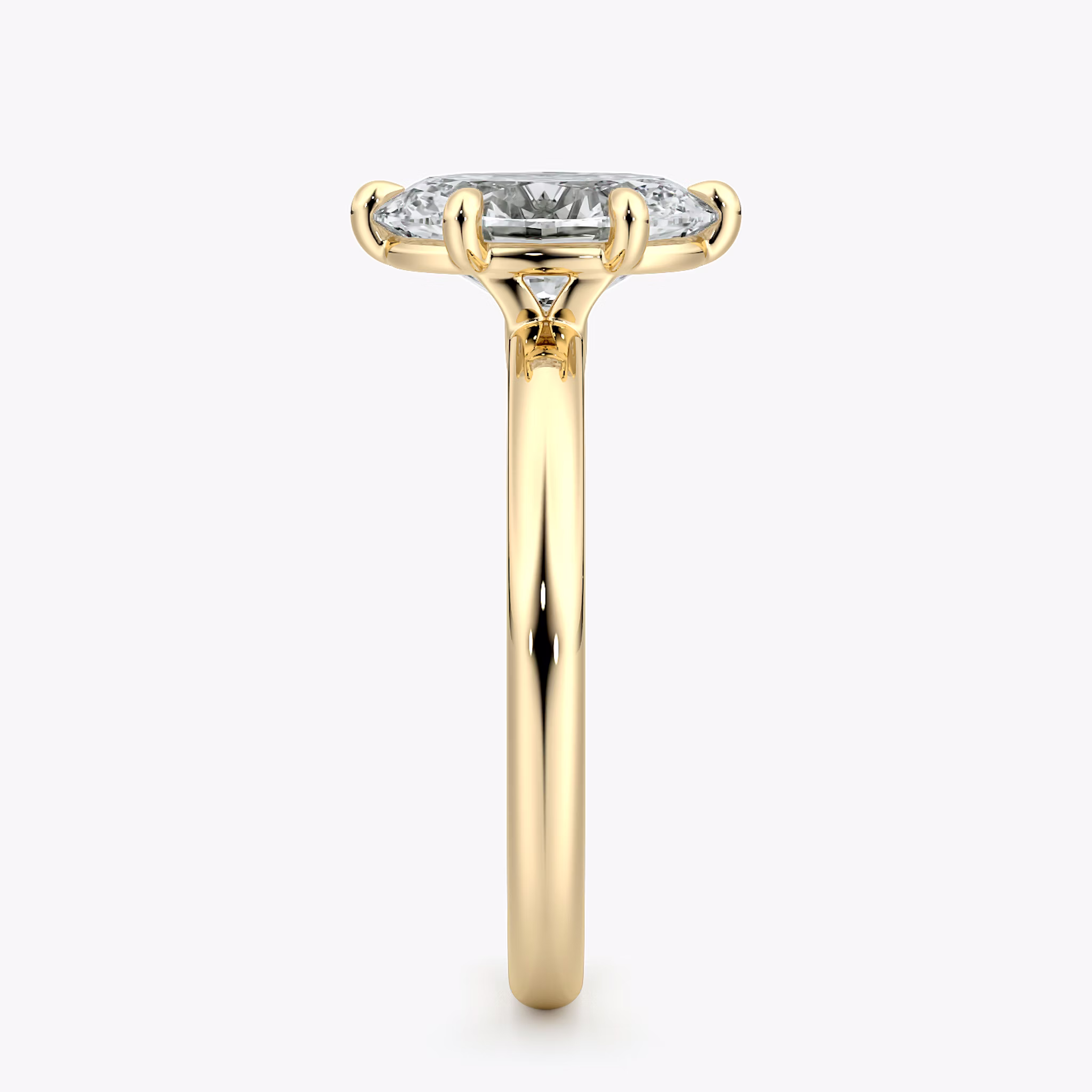 The Signature 6 Prong | Oval | 18k | Yellow Gold | bandAccent: Plain | bandWidth: large | hiddenHalo: no | diamondOrientation: vertical | caratWeight: other