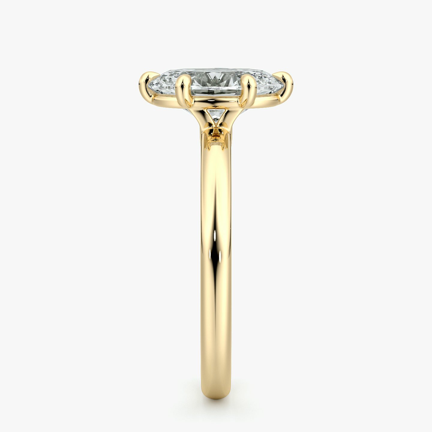 The Signature 6 Prong | Oval | 18k | Yellow Gold | bandAccent: Plain | bandWidth: large | hiddenHalo: no | diamondOrientation: vertical | caratWeight: other