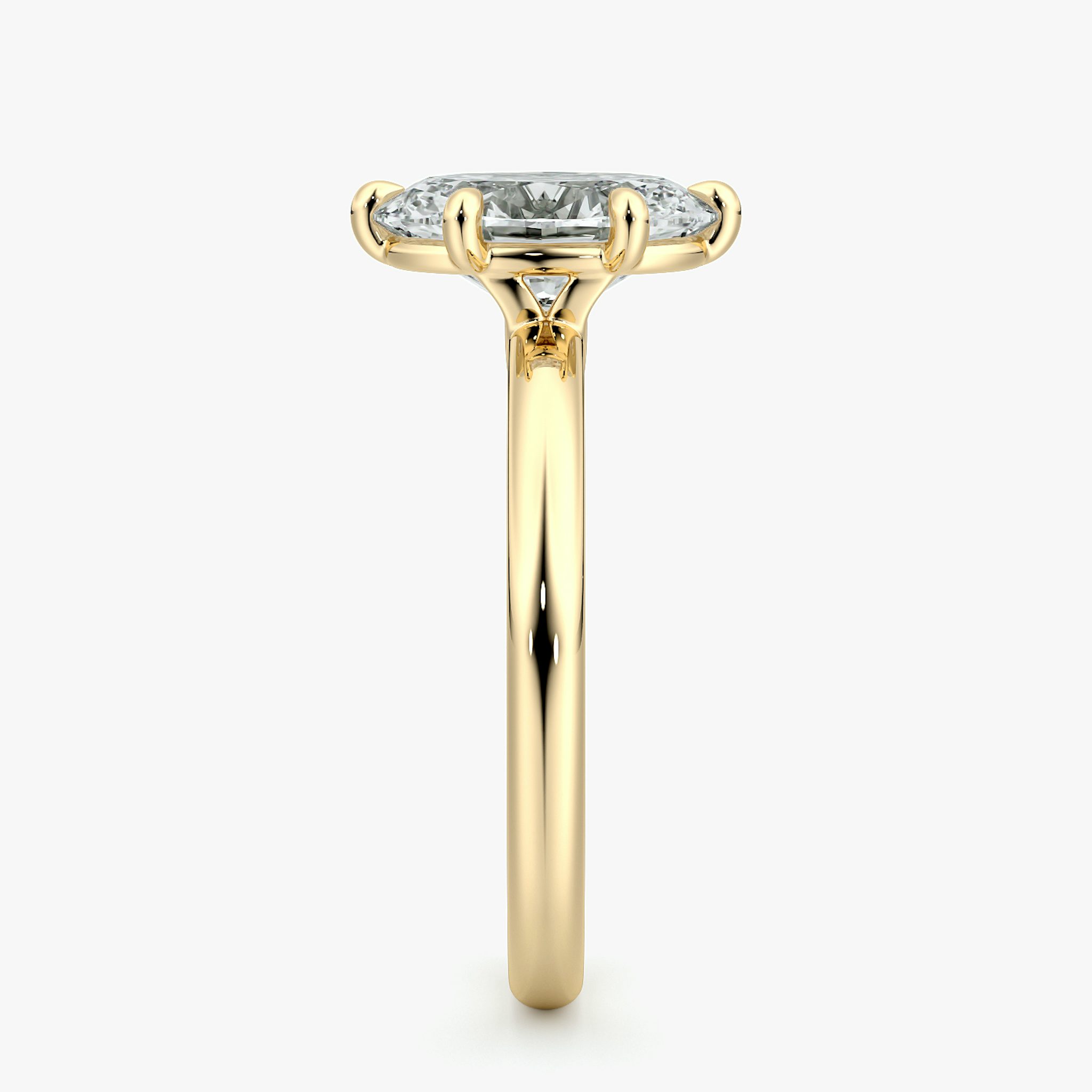The Signature 6 Prong | Oval | 18k | Yellow Gold | bandAccent: Plain | bandWidth: large | hiddenHalo: no | diamondOrientation: vertical | caratWeight: other