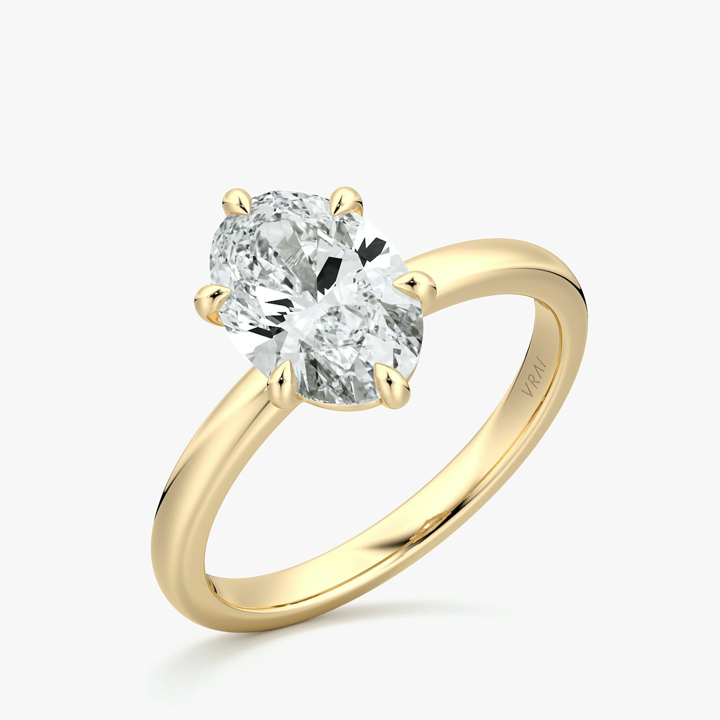The Signature 6 Prong | Oval | 18k | Yellow Gold | bandAccent: Plain | bandWidth: large | hiddenHalo: no | diamondOrientation: vertical | caratWeight: other