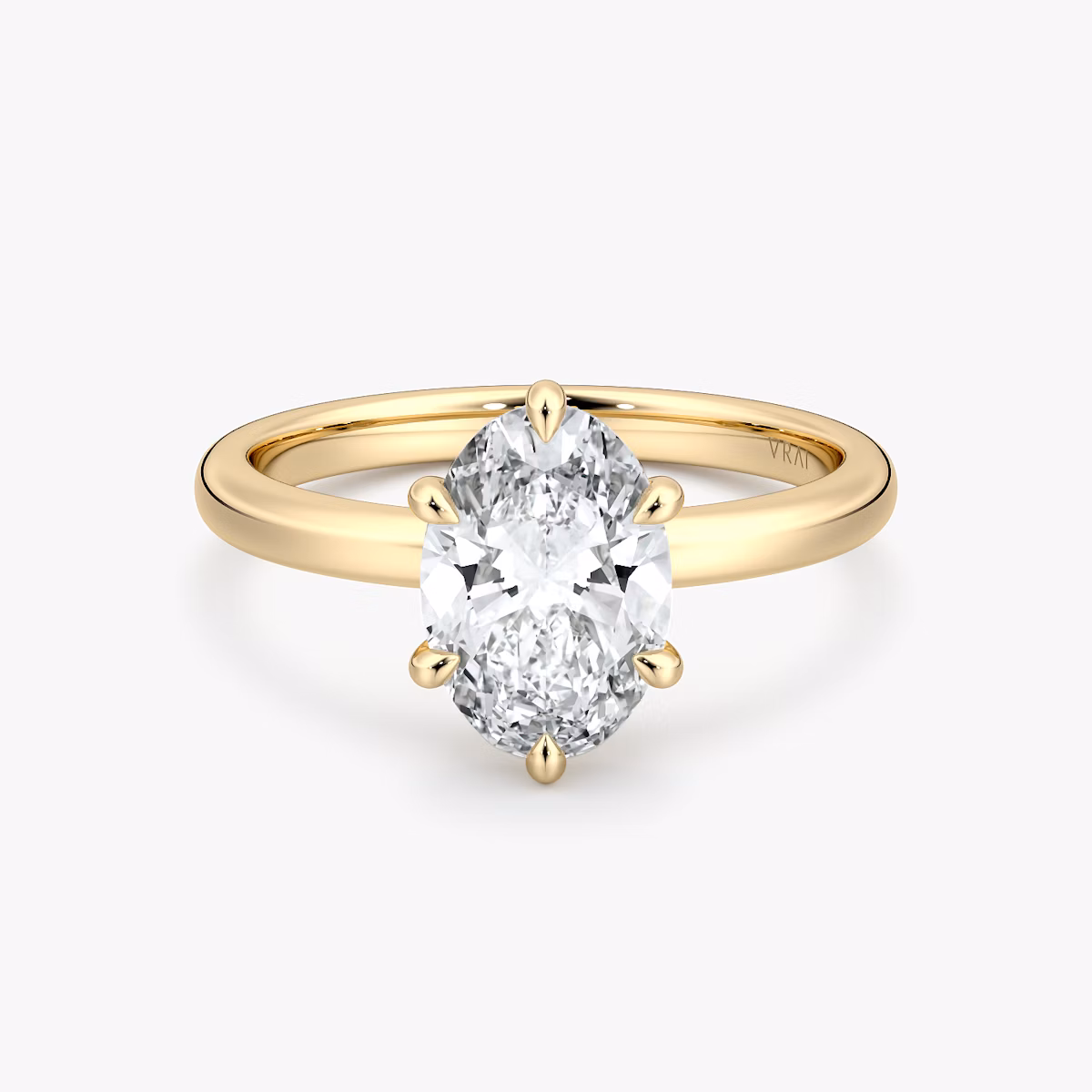 The Signature 6 Prong | Oval | 18k | Yellow Gold | bandAccent: Plain | bandWidth: large | hiddenHalo: no | diamondOrientation: vertical | caratWeight: other