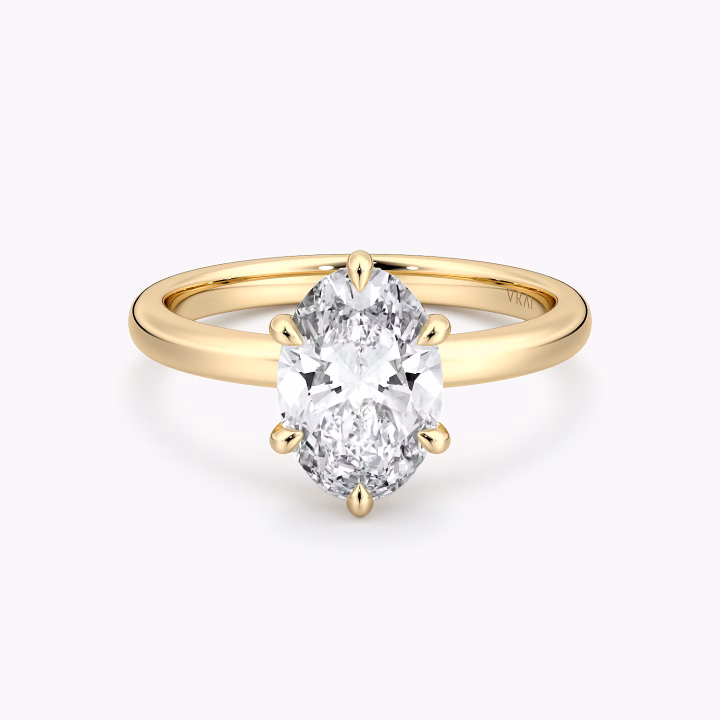 The Signature 6 Prong | Oval | 18k | Yellow Gold | bandAccent: Plain | bandWidth: large | hiddenHalo: no | diamondOrientation: vertical | caratWeight: other